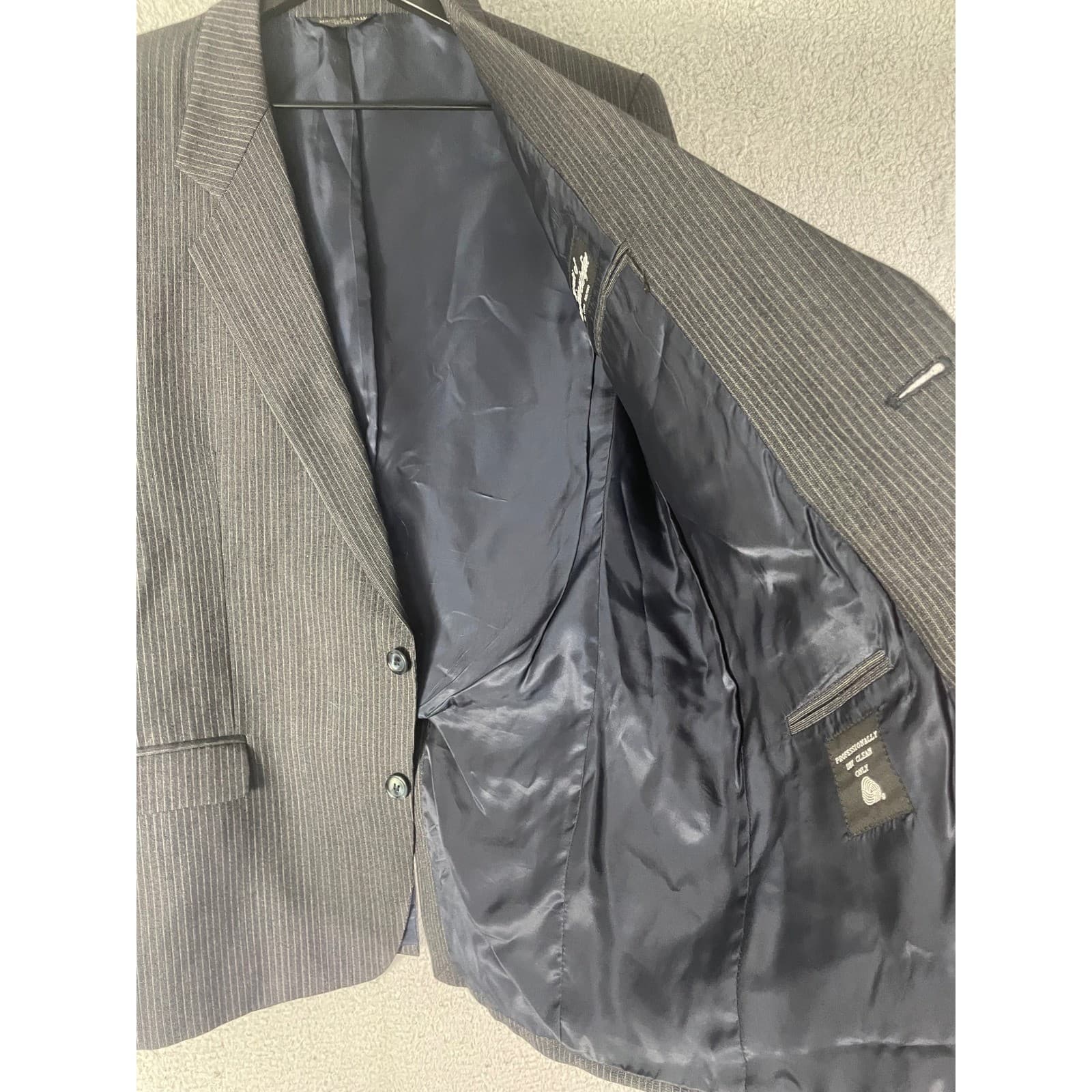 Loro Delfino Mens 42R Pinstripe Blazer Gray Wool Sport Coat Italian 2 Button - Thumbnail 12