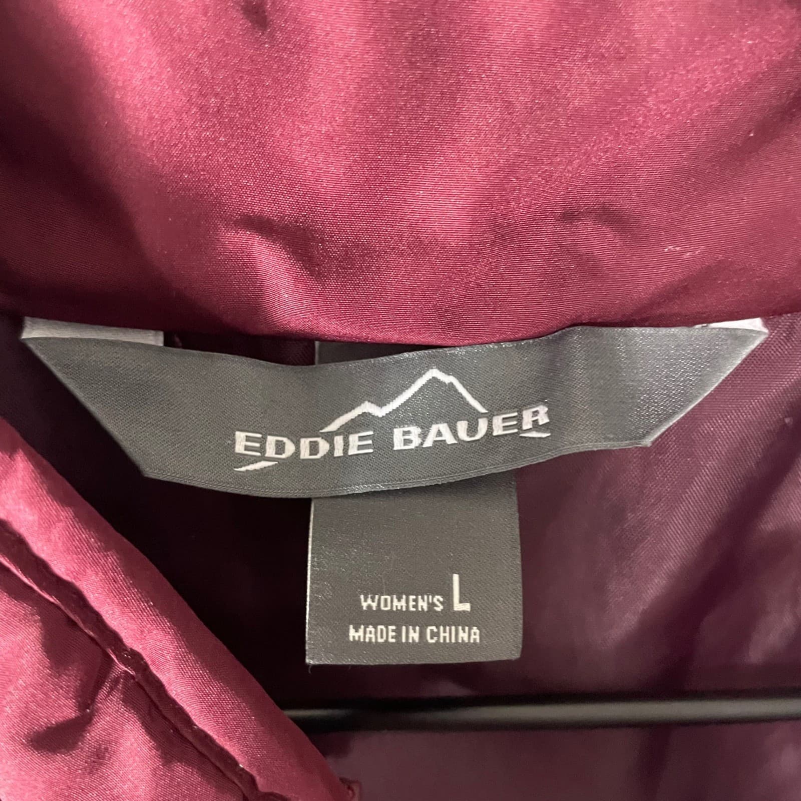 Eddie Bauer Womens Large Burgundy Diamond Quilted Full Zip Lightweight Jacket L - Thumbnail 4