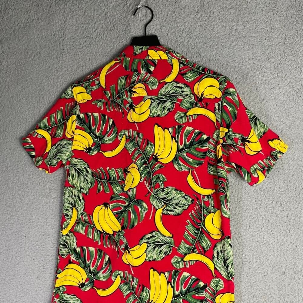 Good Vibes Banana Hawaiian Shirt Men's M Red Tropical Fruit Button Up Aloha - Thumbnail 4
