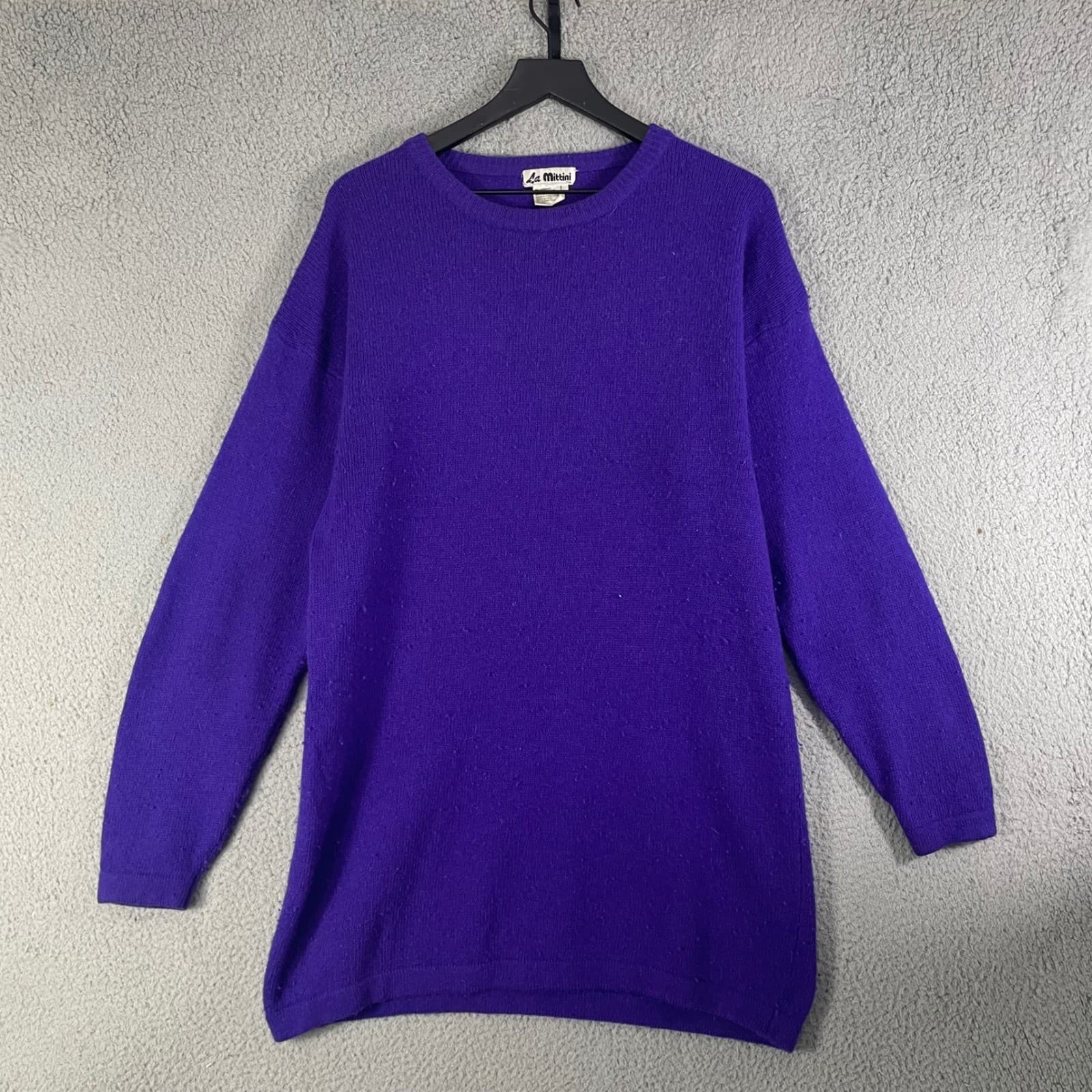 Vintage Angora Lambswool Sweater Womens Large Purple Oversized La Mittini - Thumbnail 6