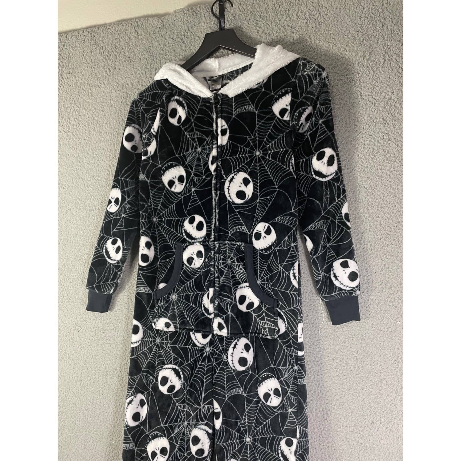 Disney Nightmare Before Christmas Jack Skellington Hooded Fleece One Piece XS - Thumbnail 4