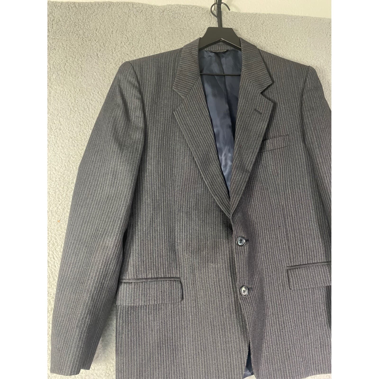 Loro Delfino Mens 42R Pinstripe Blazer Gray Wool Sport Coat Italian 2 Button - Thumbnail 10