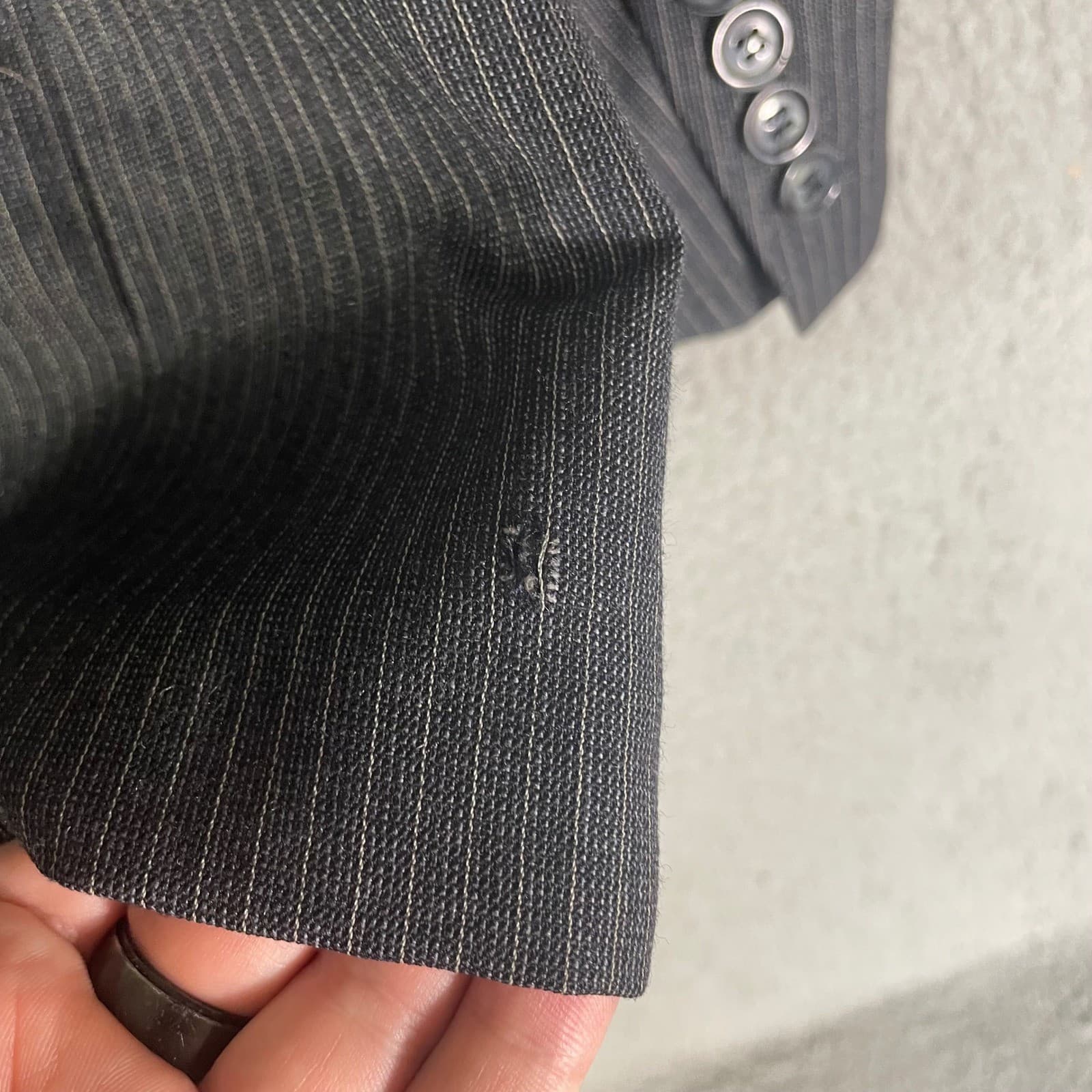 Loro Delfino Mens 42R Pinstripe Blazer Gray Wool Sport Coat Italian 2 Button - Thumbnail 13
