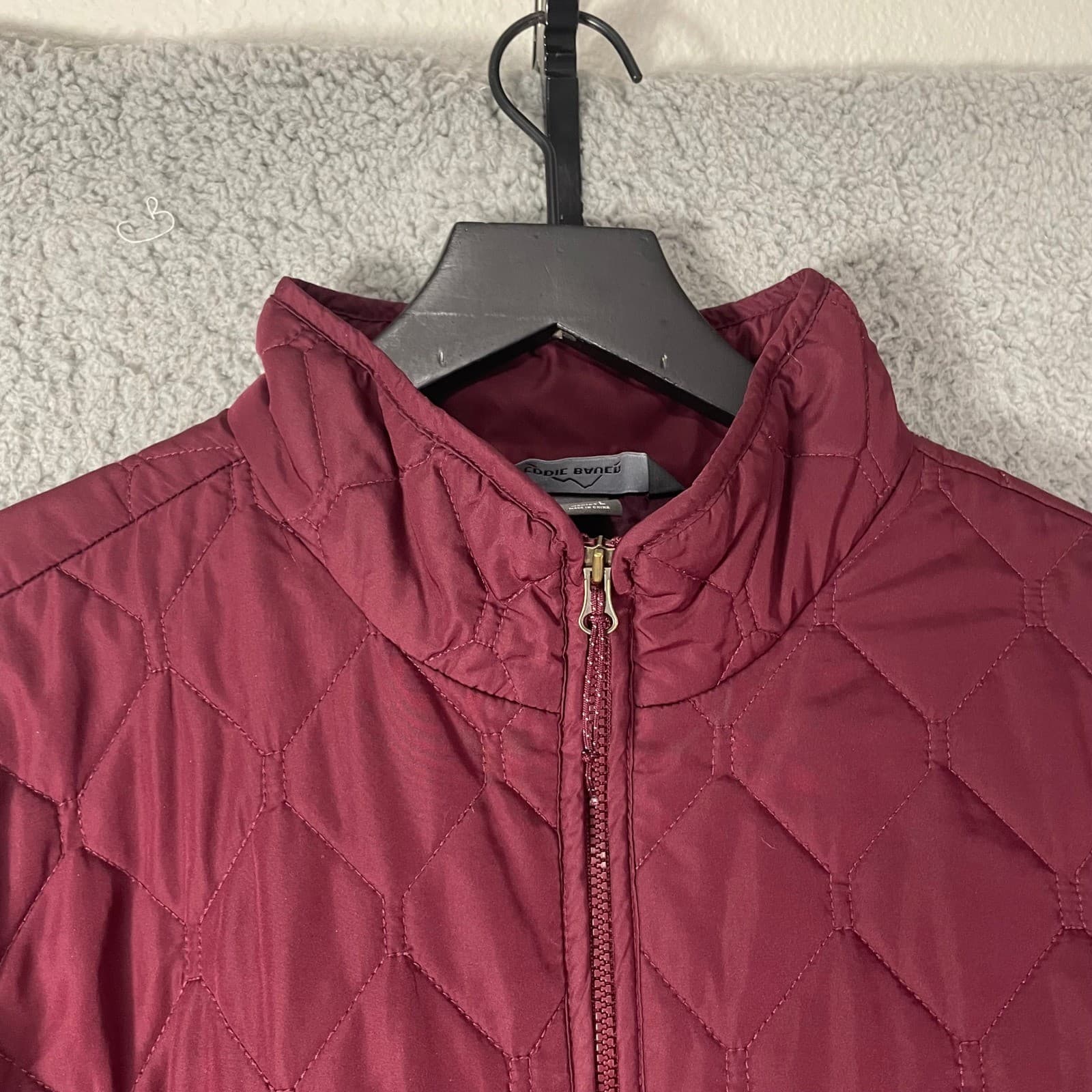 Eddie Bauer Womens Large Burgundy Diamond Quilted Full Zip Lightweight Jacket L - Thumbnail 10