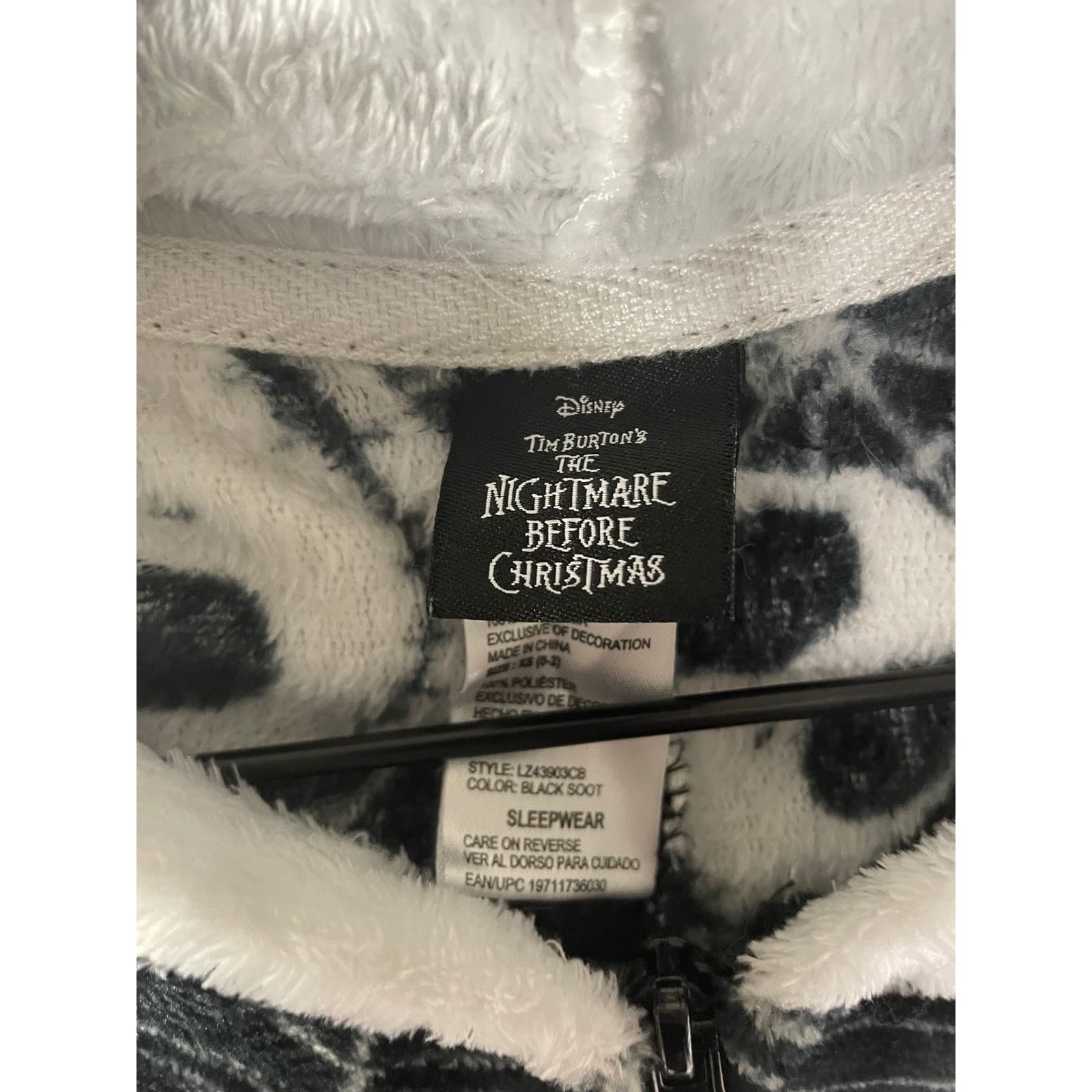 Disney Nightmare Before Christmas Jack Skellington Hooded Fleece One Piece XS - Thumbnail 6