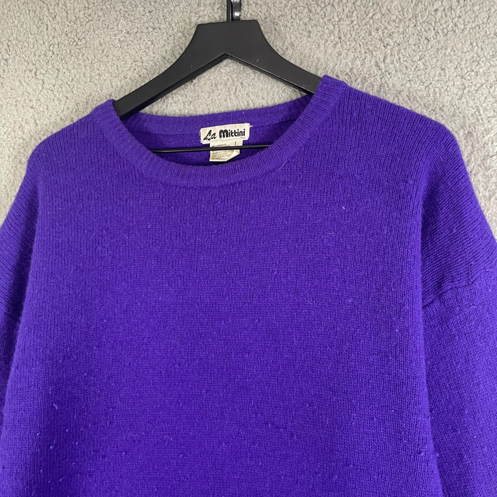 Vintage Angora Lambswool Sweater Womens Large Purple Oversized La Mittini - Thumbnail 10