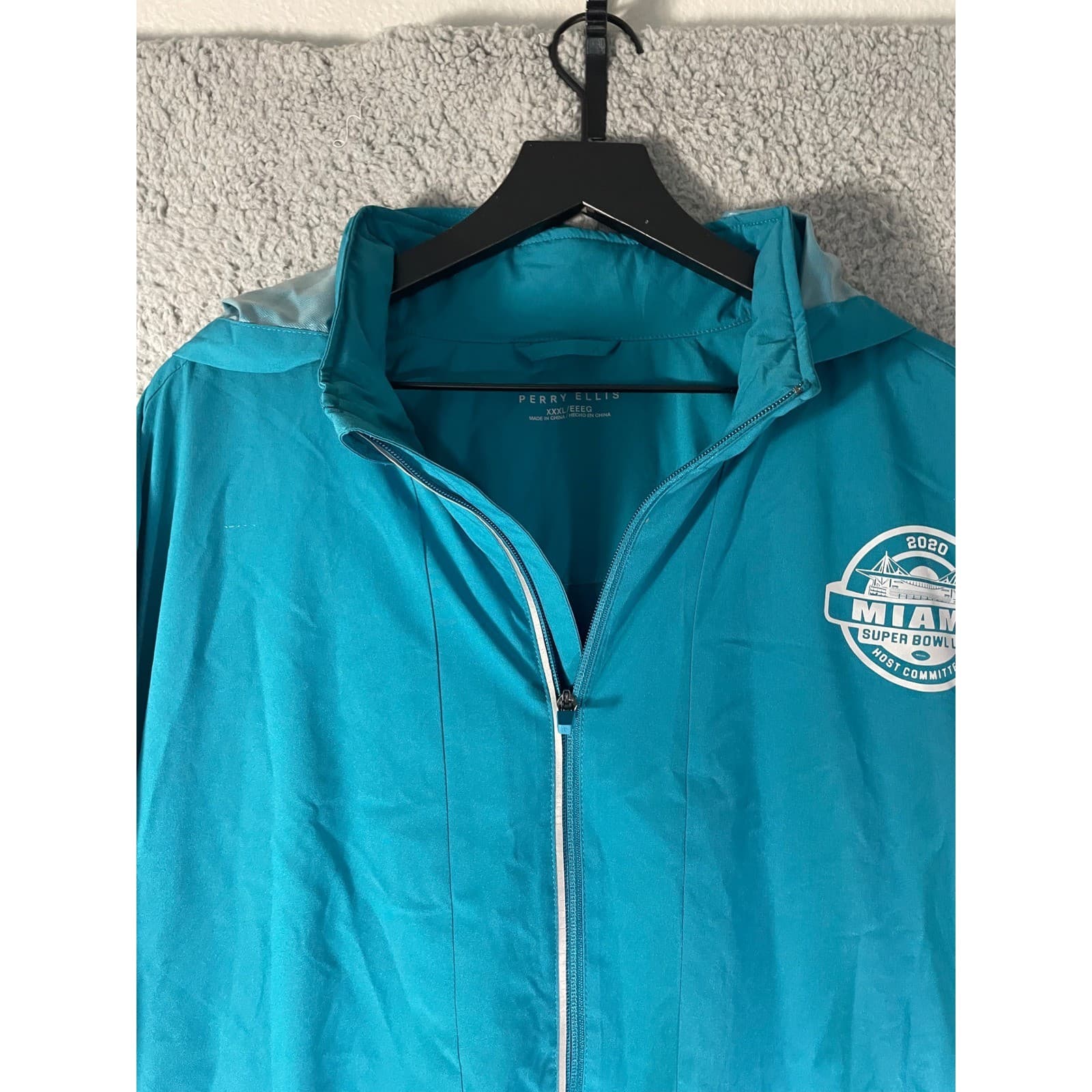 Perry Ellis Super Bowl LIV Miami 2020 Volunteer Jacket Windbreaker Teal 2XL - Thumbnail 6