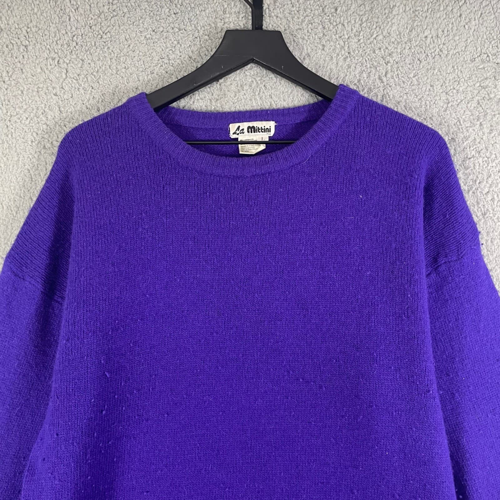 Vintage Angora Lambswool Sweater Womens Large Purple Oversized La Mittini - Thumbnail 8