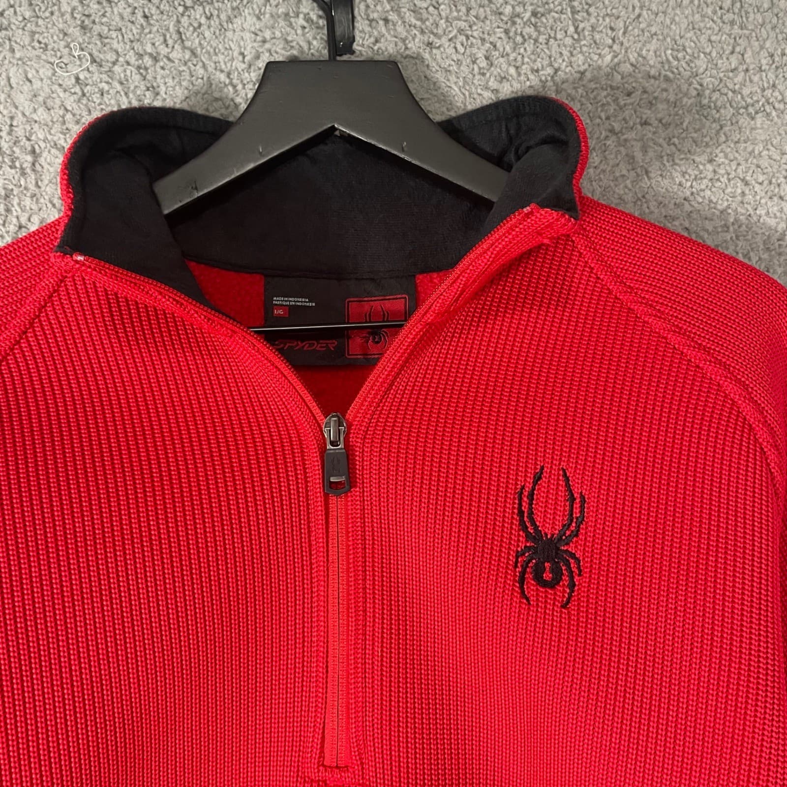 Spyder Mens Large Red Black Quarter Zip Pullover Ribbed Stretch Ski Layer Top - Thumbnail 11
