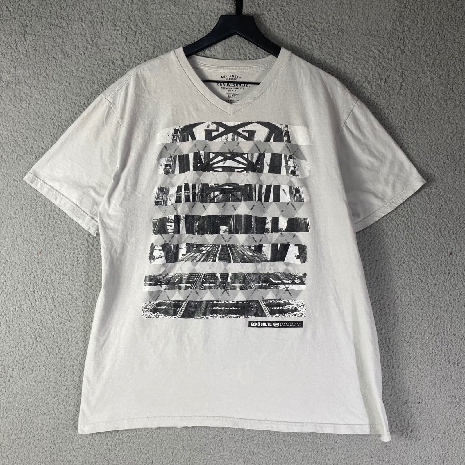 Ecko Unltd Graphic T Shirt Mens XL Gray Streetwear Bridge Print Short Sleeve - Thumbnail 4