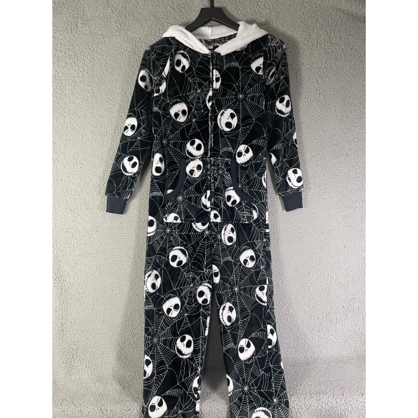 Disney Nightmare Before Christmas Jack Skellington Hooded Fleece One Piece XS - Thumbnail 2