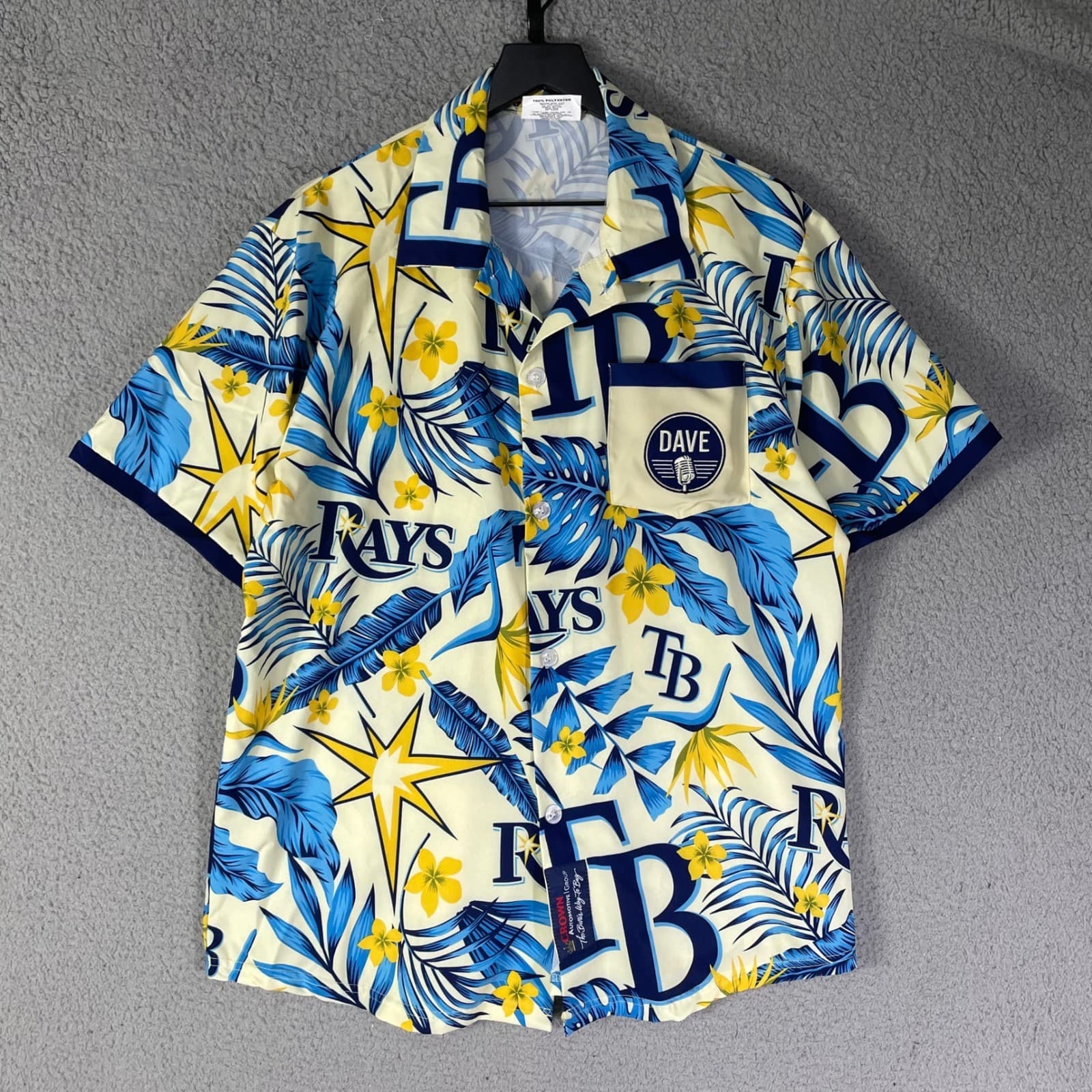 Tampa Bay Rays Floral Hawaiian Shirt Dave Wills Size M Button Up Short Sleeve - Thumbnail 2