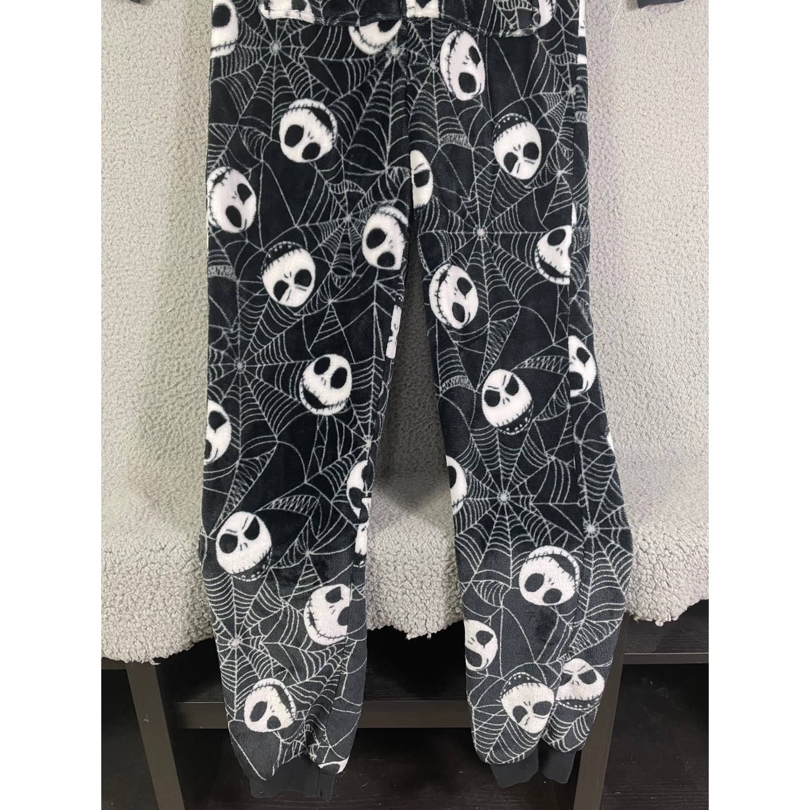 Disney Nightmare Before Christmas Jack Skellington Hooded Fleece One Piece XS - Thumbnail 3