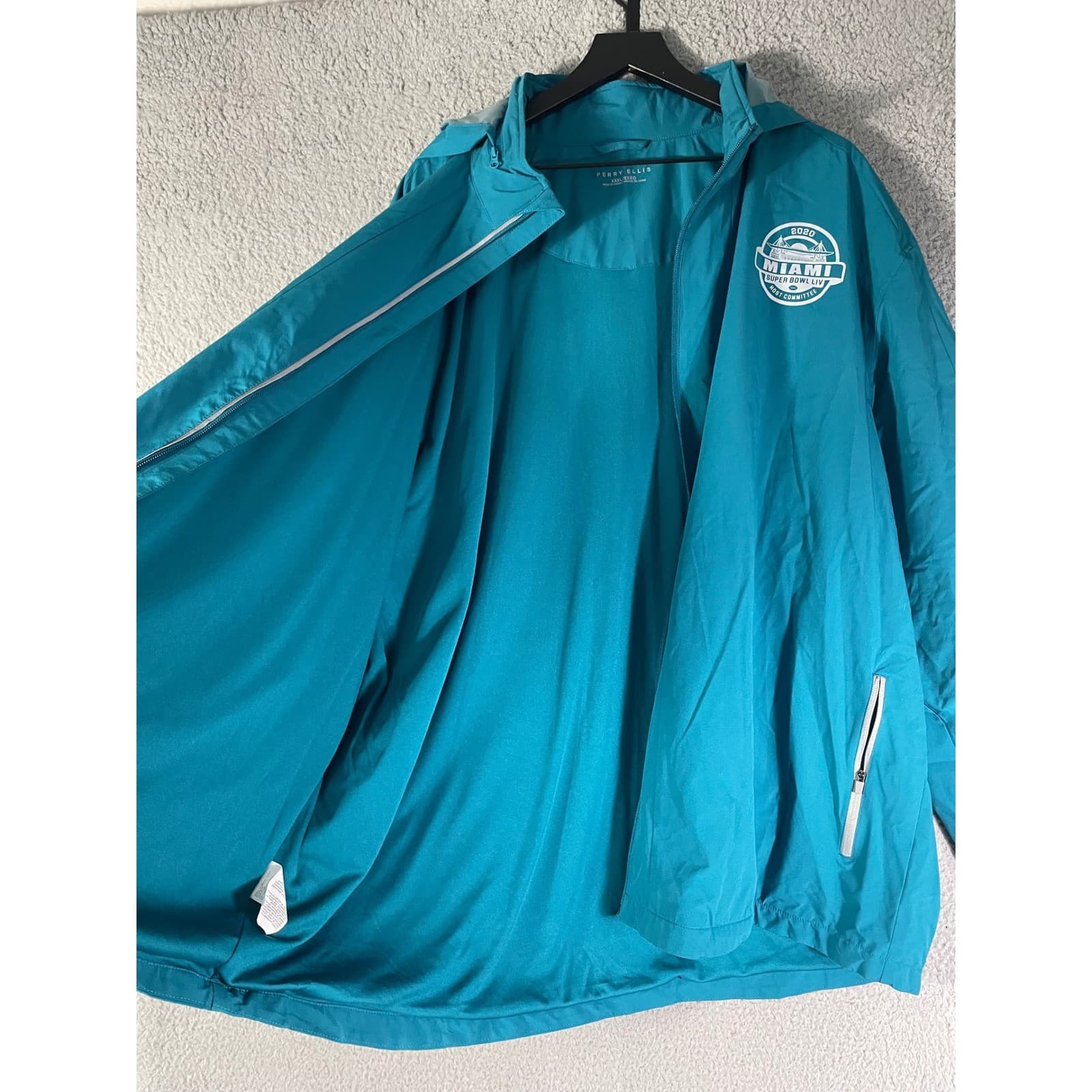 Perry Ellis Super Bowl LIV Miami 2020 Volunteer Jacket Windbreaker Teal 2XL - Thumbnail 10
