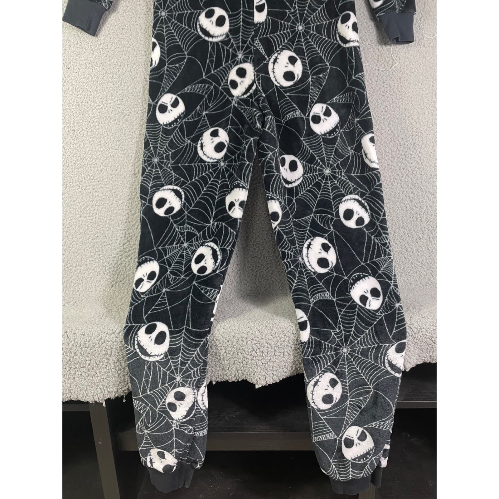 Disney Nightmare Before Christmas Jack Skellington Hooded Fleece One Piece XS - Thumbnail 9