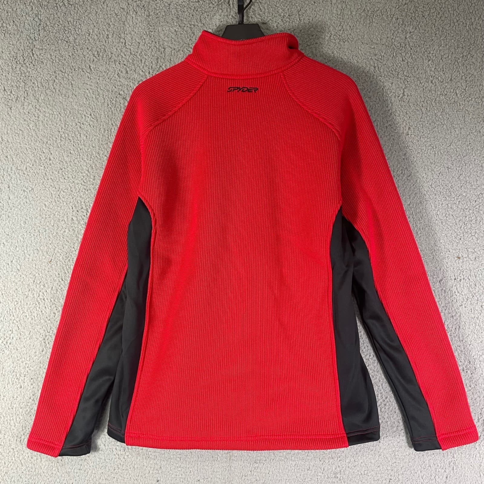 Spyder Mens Large Red Black Quarter Zip Pullover Ribbed Stretch Ski Layer Top - Thumbnail 8