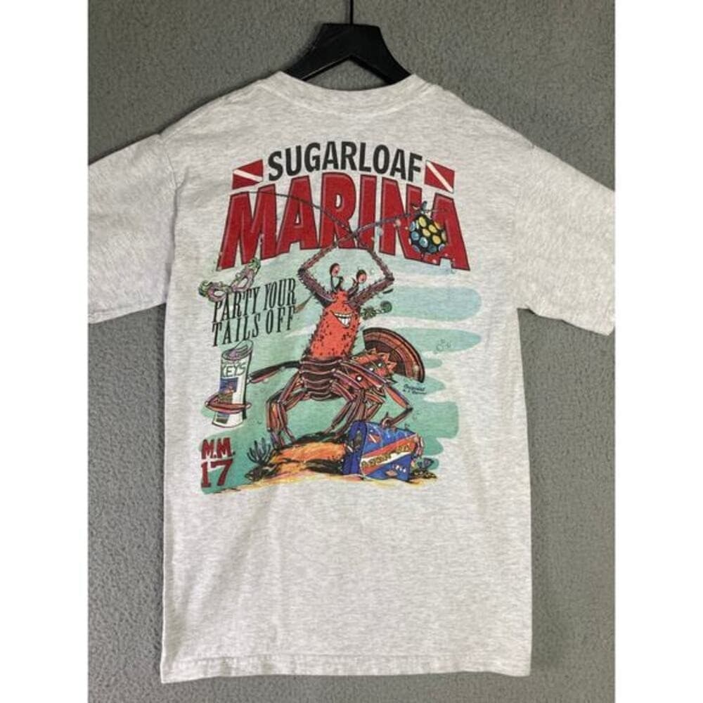 Sugarloaf Marina Bass Boat Men's Gray Graphic Tee S Short Sleeve Crew Neck - Thumbnail 6