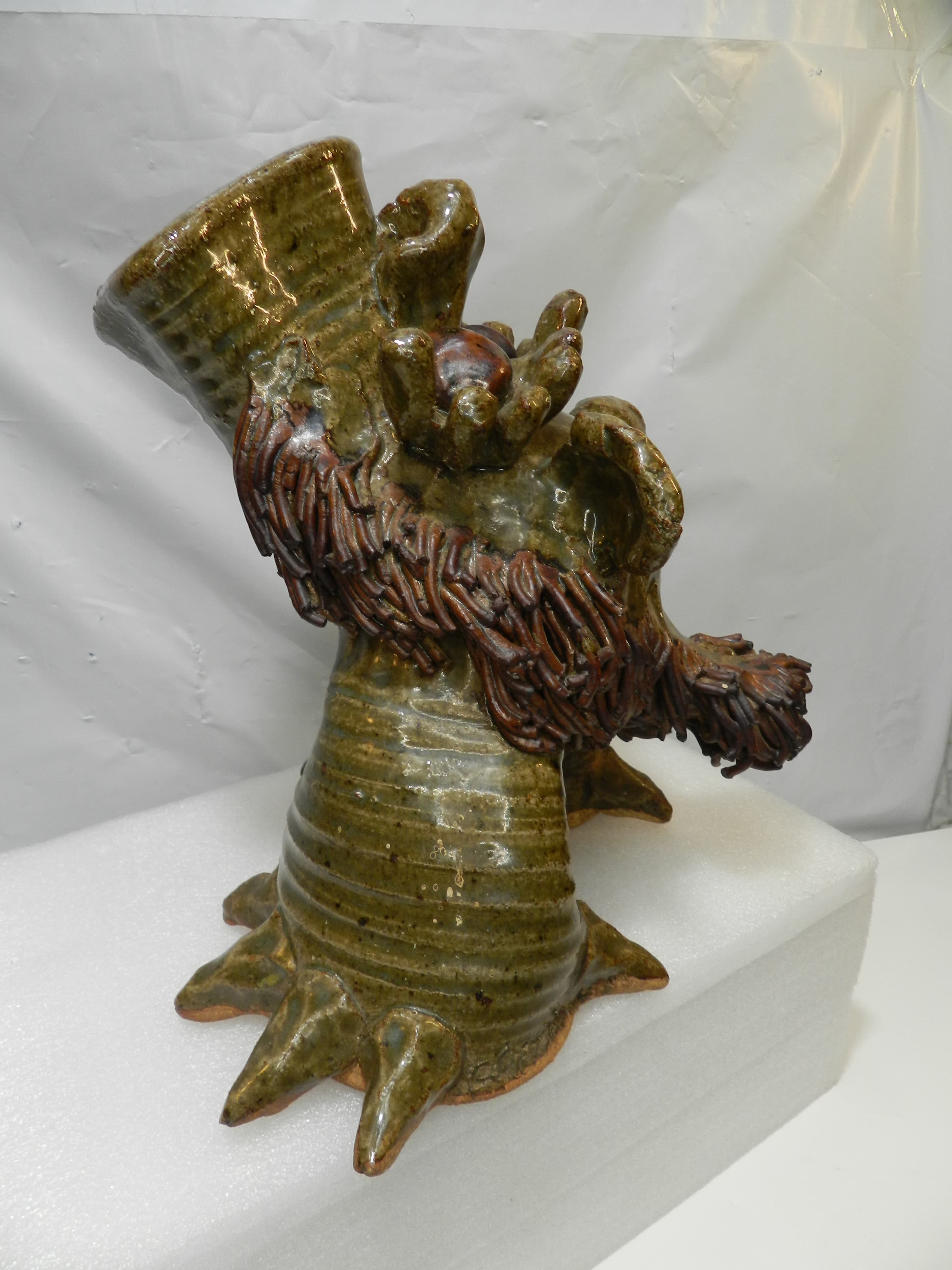VTG Jim Rumph Style Whimsical & Grotesque Ceramic Pottery Dragon? Sculpture O72S - Thumbnail 4