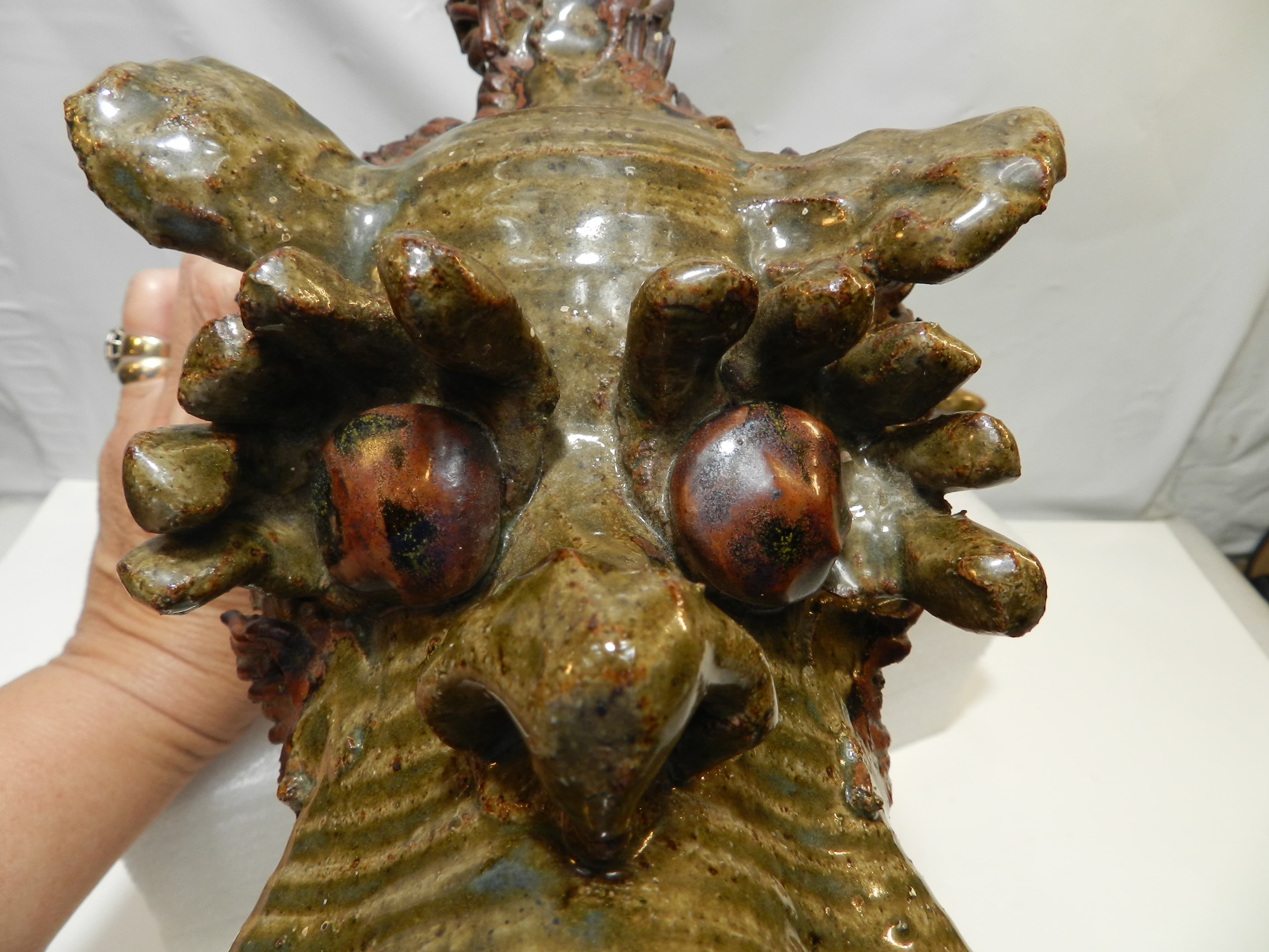 VTG Jim Rumph Style Whimsical & Grotesque Ceramic Pottery Dragon? Sculpture O72S - Thumbnail 9