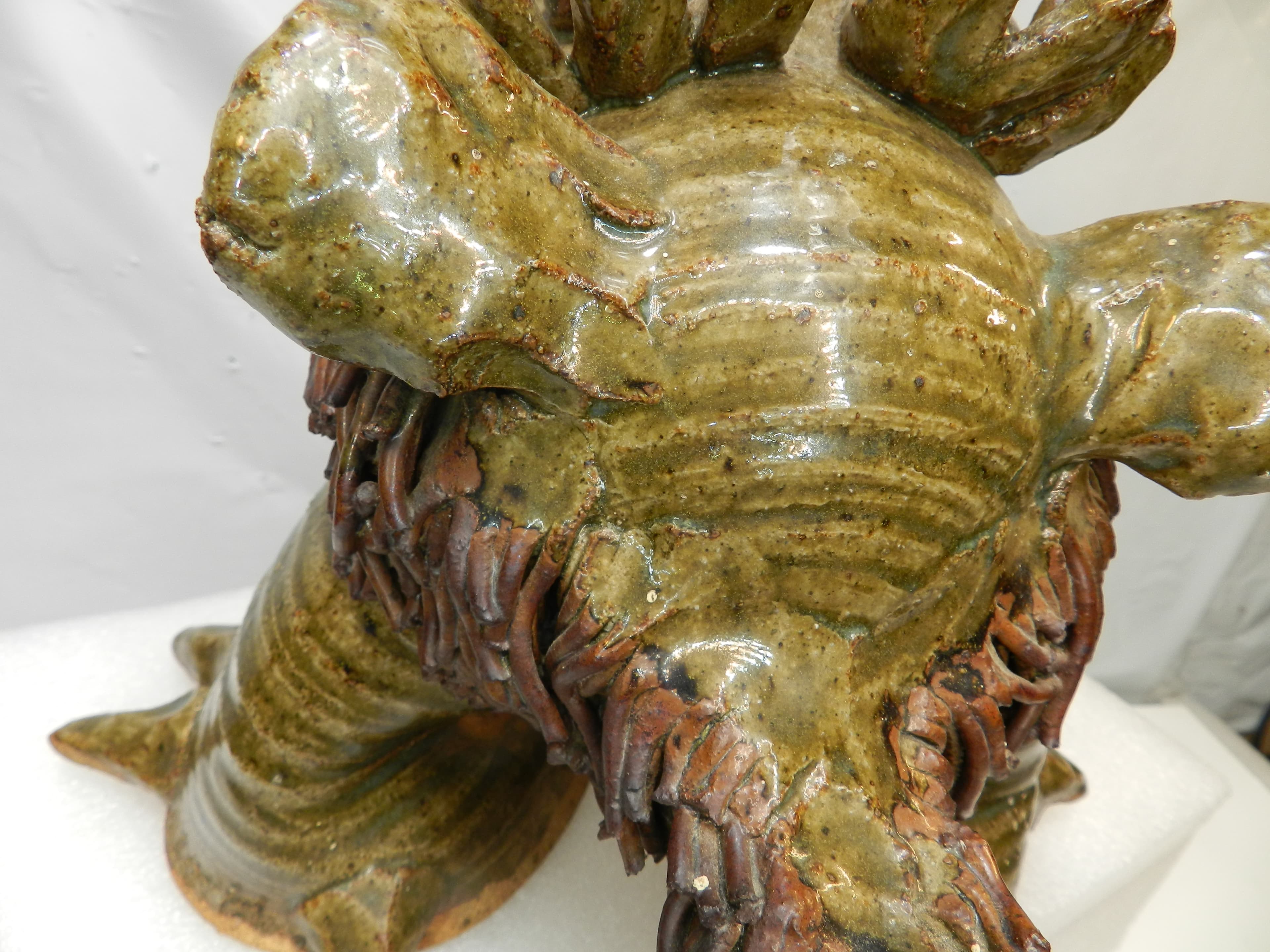 VTG Jim Rumph Style Whimsical & Grotesque Ceramic Pottery Dragon? Sculpture O72S - Thumbnail 10