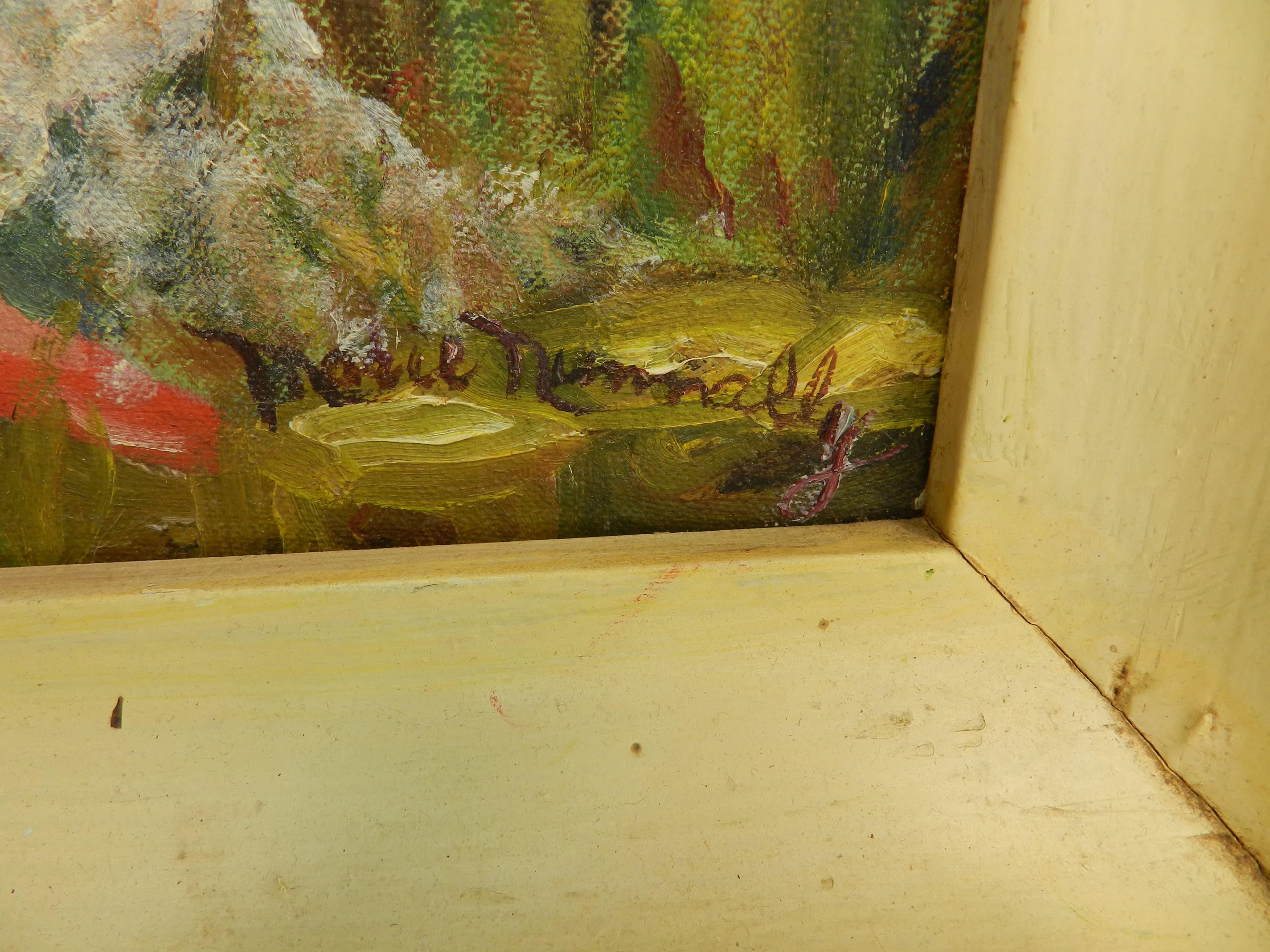 VTG Oil Paintingy by Marie Nunnally "Mistress Marry Watering the Garden" O74S - Thumbnail 7