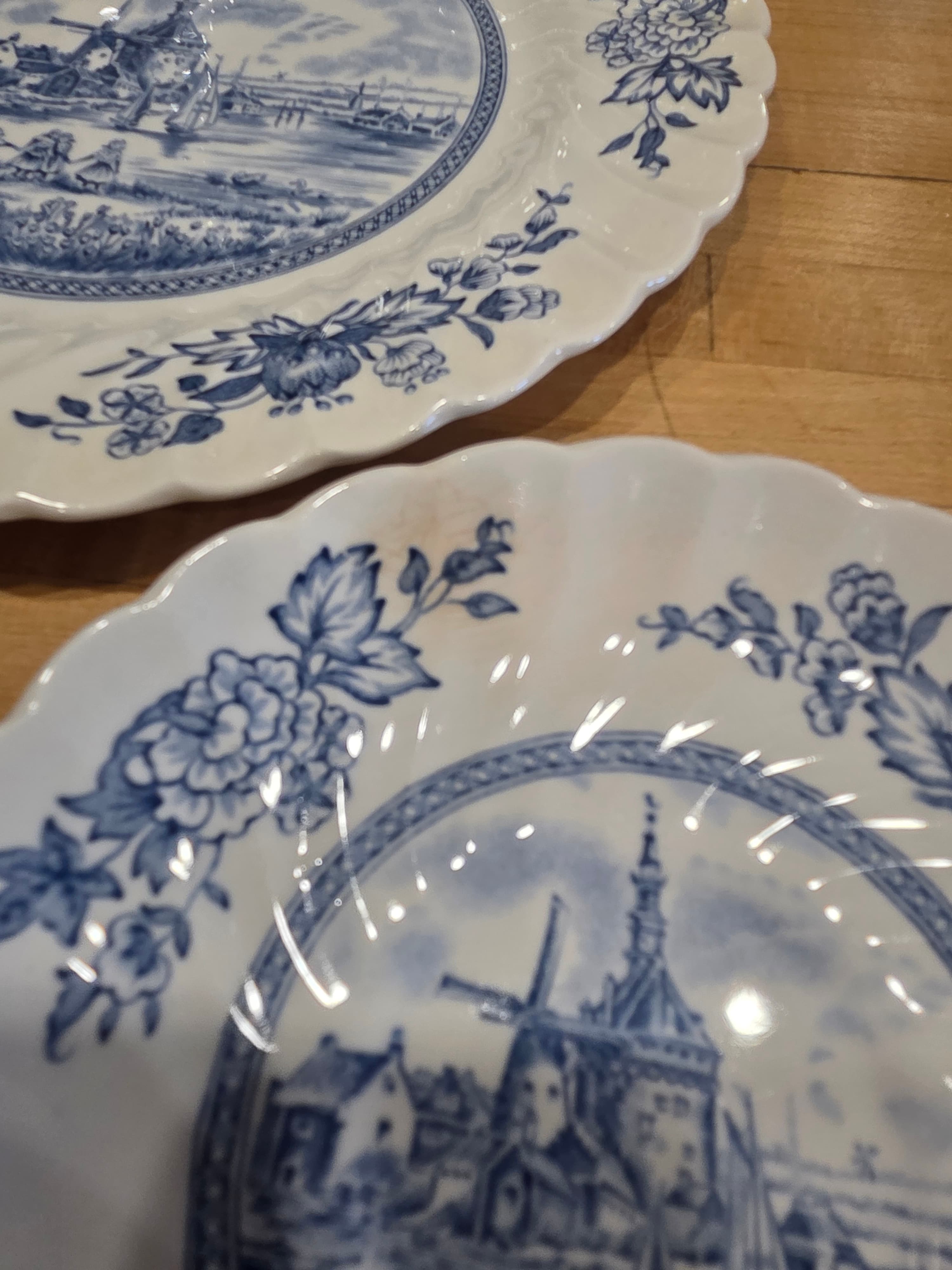 Vintage Blue White Delft Style Windmill Dinnerware 10 Piece Set - Thumbnail 12