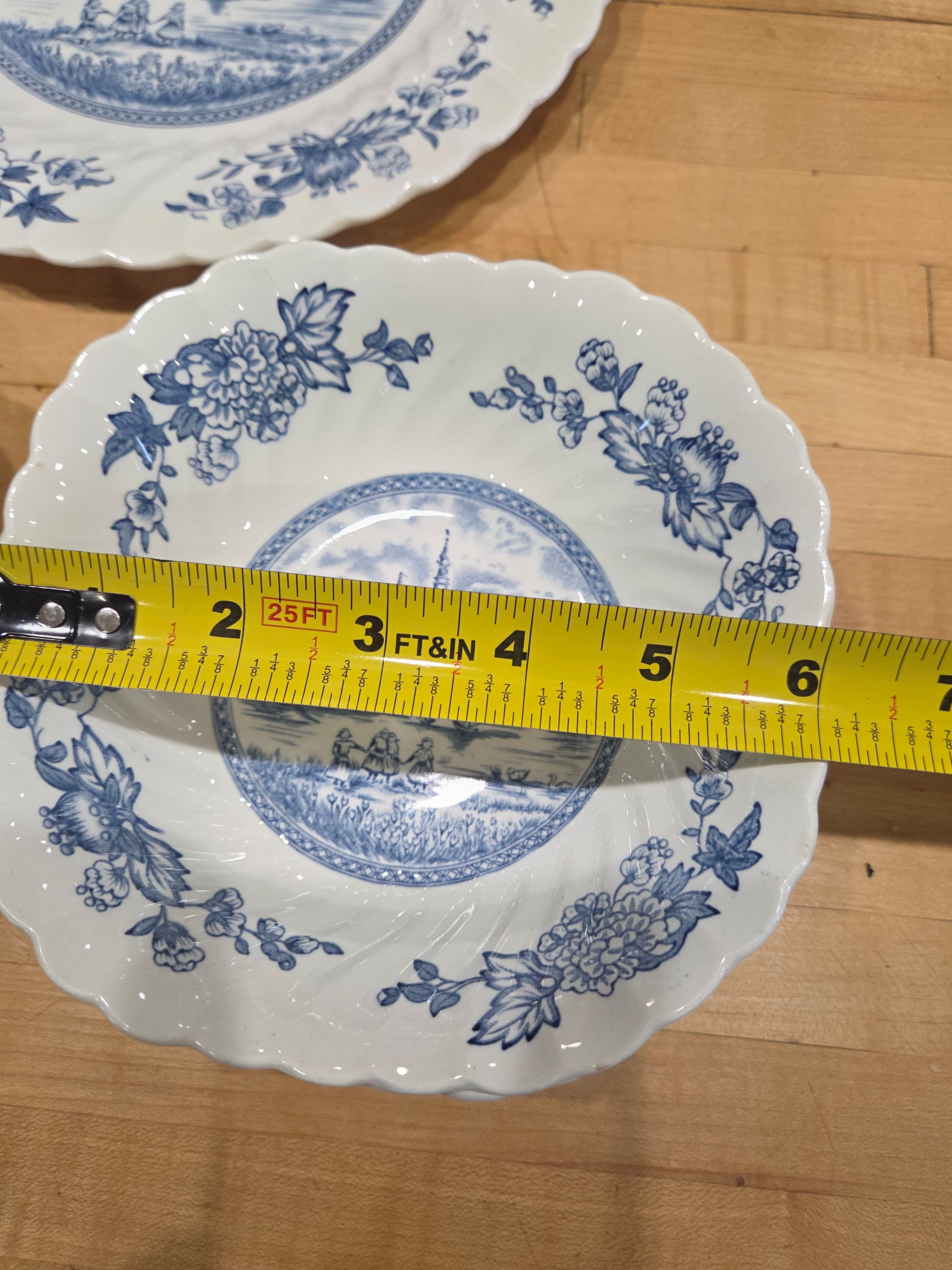 Vintage Blue White Delft Style Windmill Dinnerware 10 Piece Set - Thumbnail 13