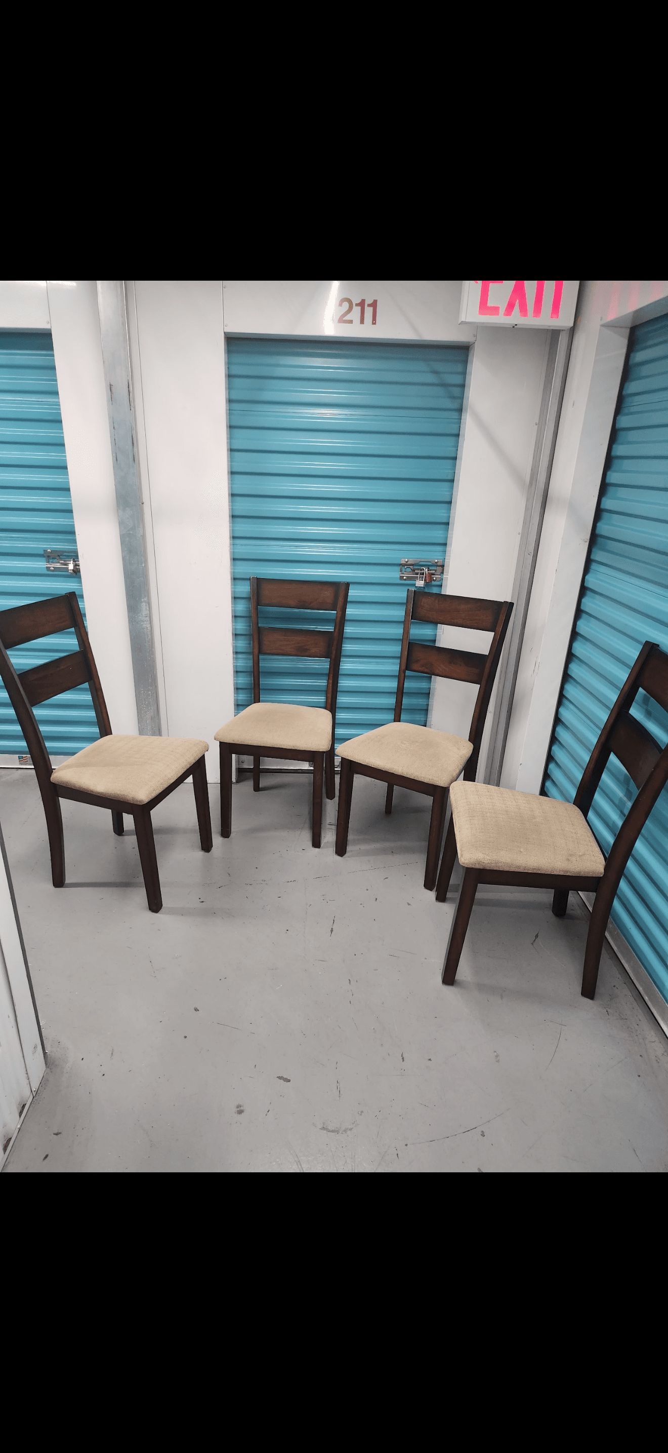 Set of 4 Wooden Dining Chair with Upholstered Seat - Thumbnail 4