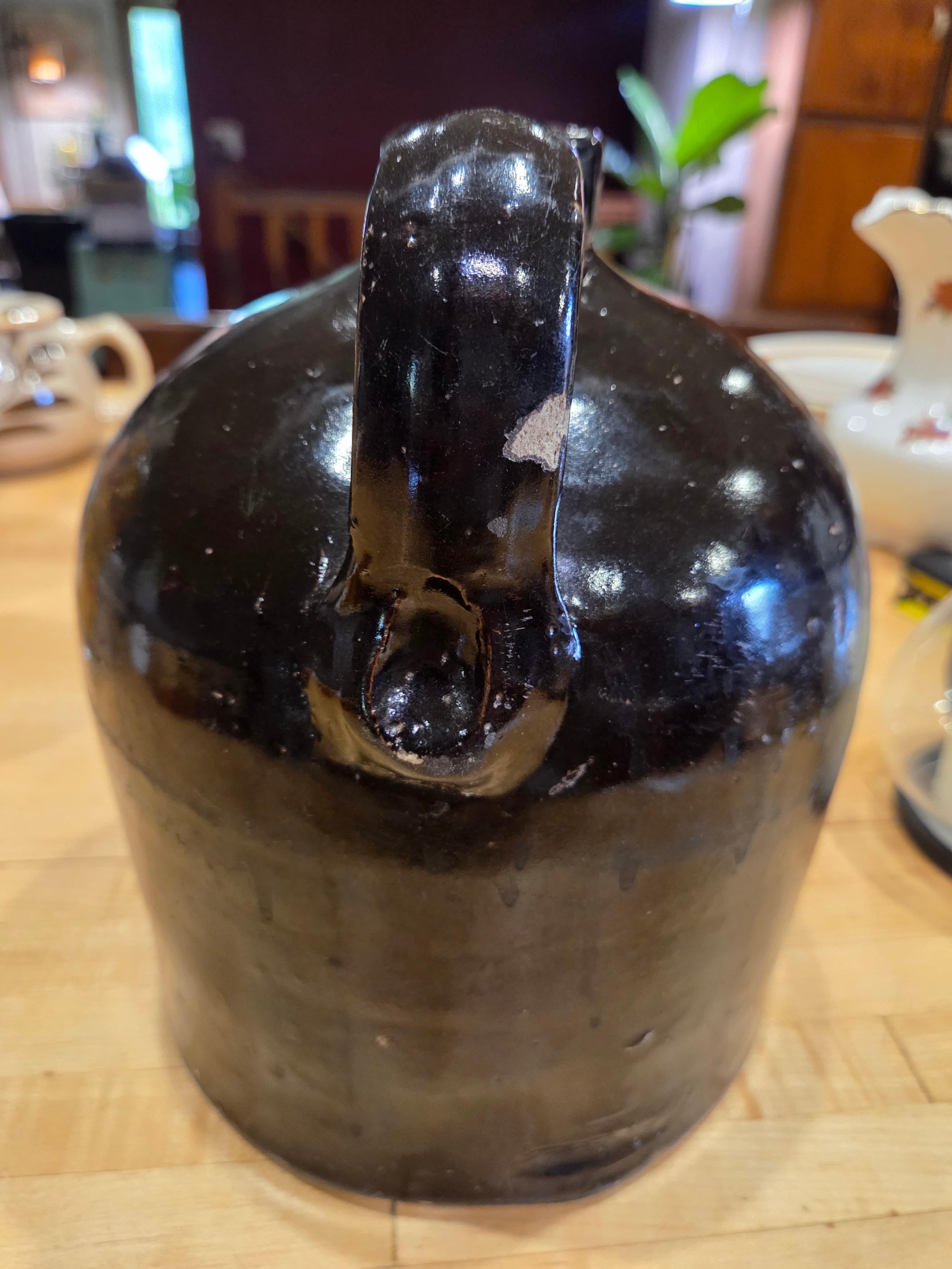 Antique Ohio Albany Slip Stoneware 1 Gallon Whiskey Jug - Thumbnail 2