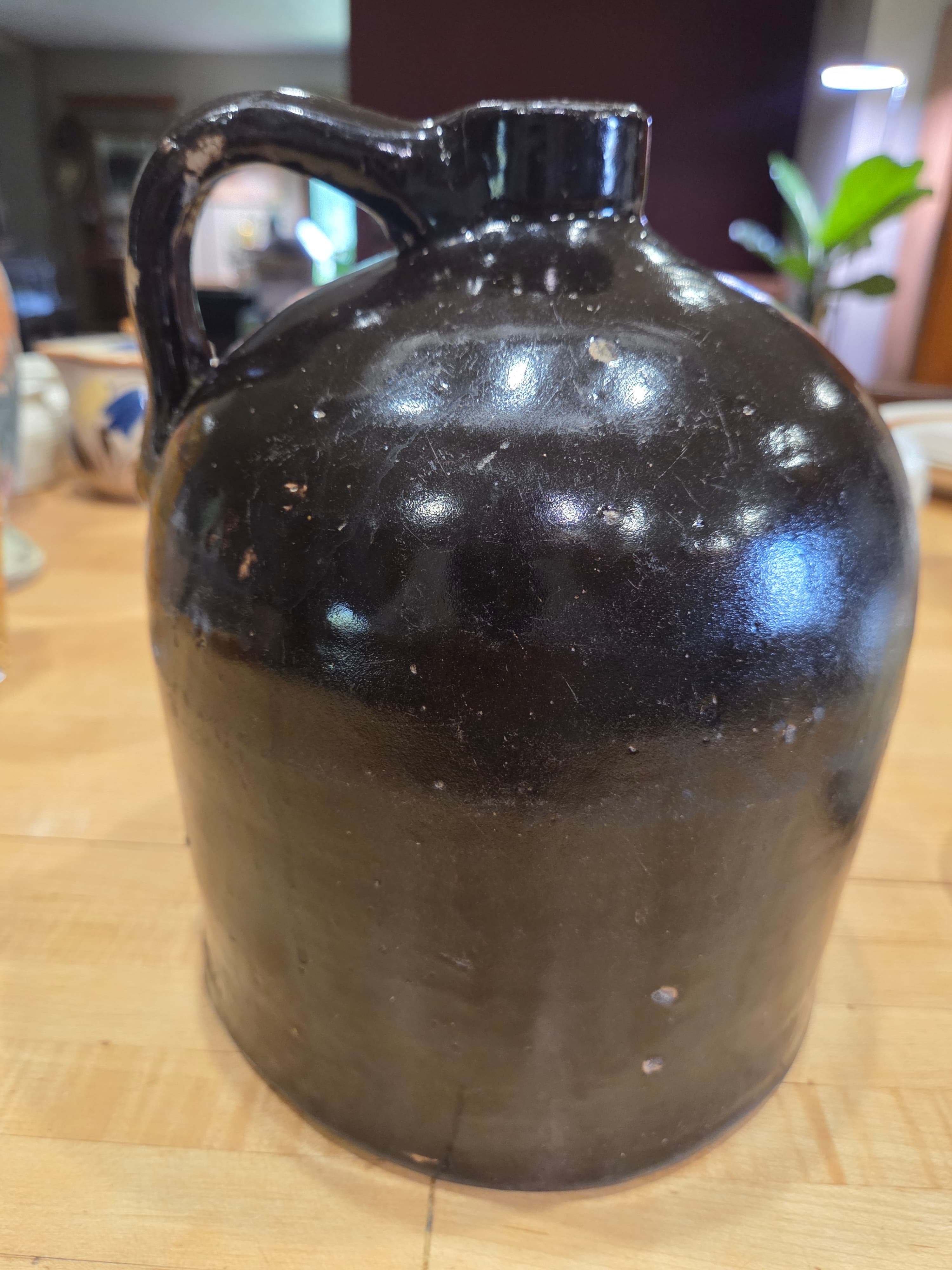 Antique Ohio Albany Slip Stoneware 1 Gallon Whiskey Jug - Thumbnail 4