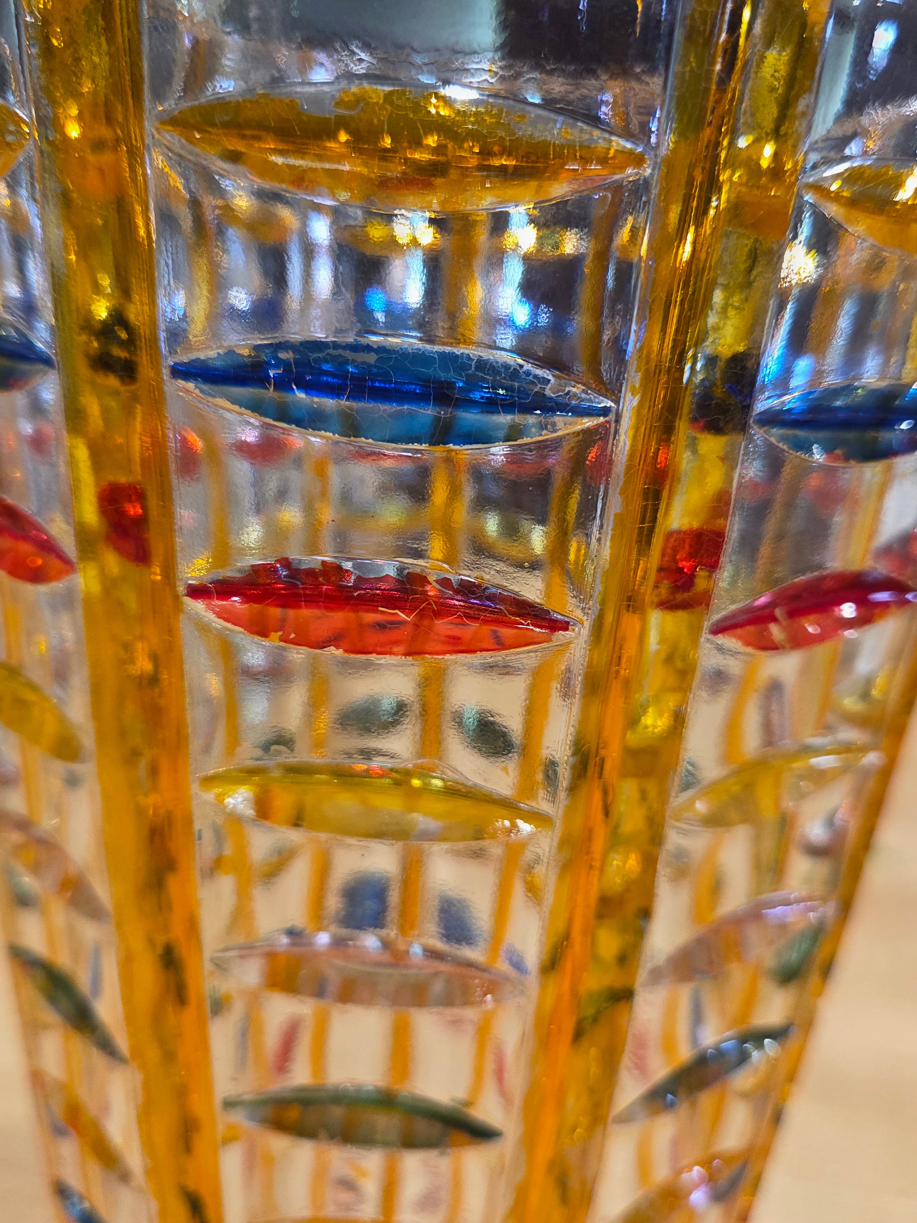 Vintage Egermann Bohemian Multicolor Flashed Cut Crystal Vase - Thumbnail 5