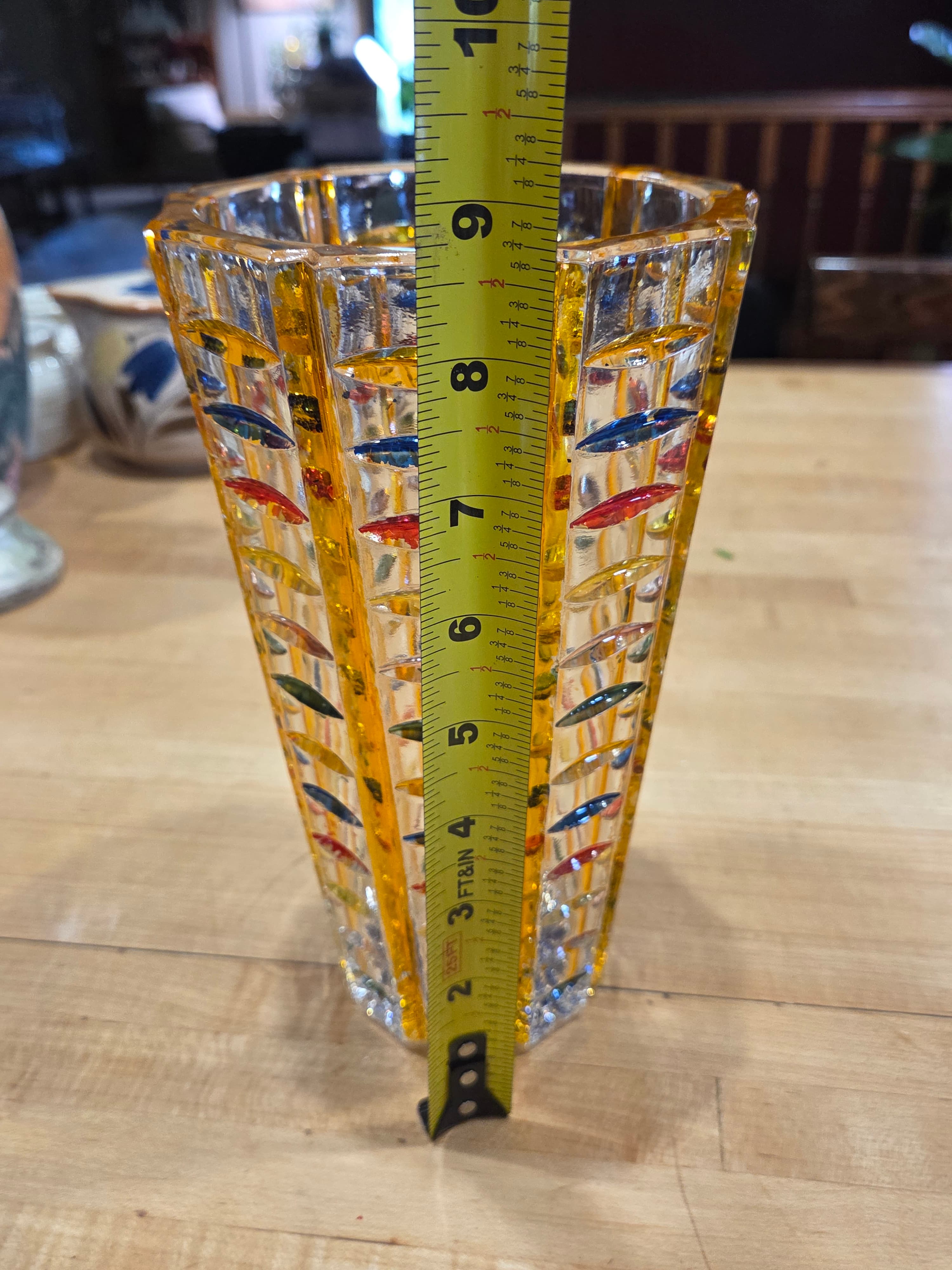 Vintage Egermann Bohemian Multicolor Flashed Cut Crystal Vase - Thumbnail 7