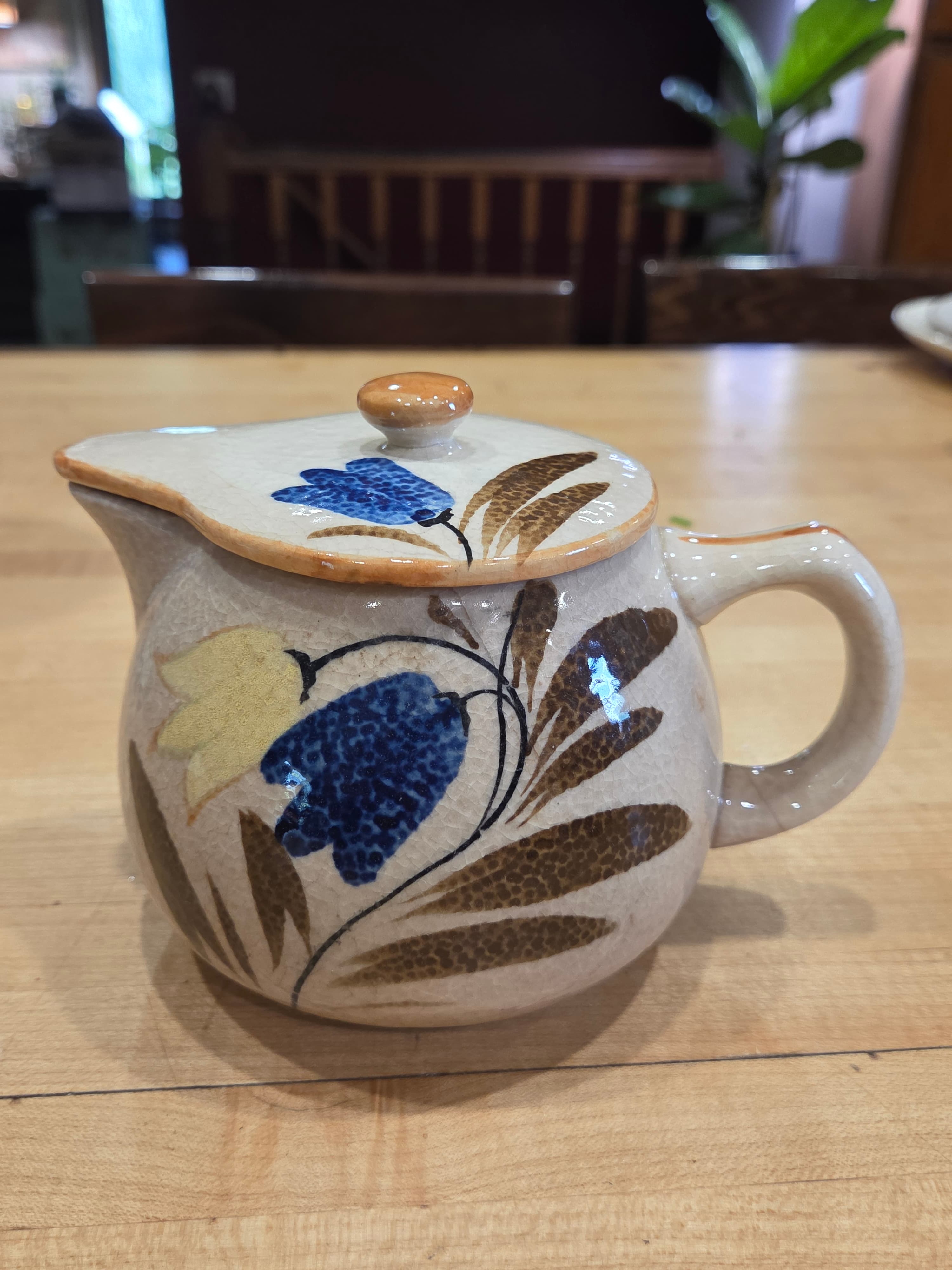 Vintage Made in Japan Blue Bell Hand Painted Syrup Pitcher