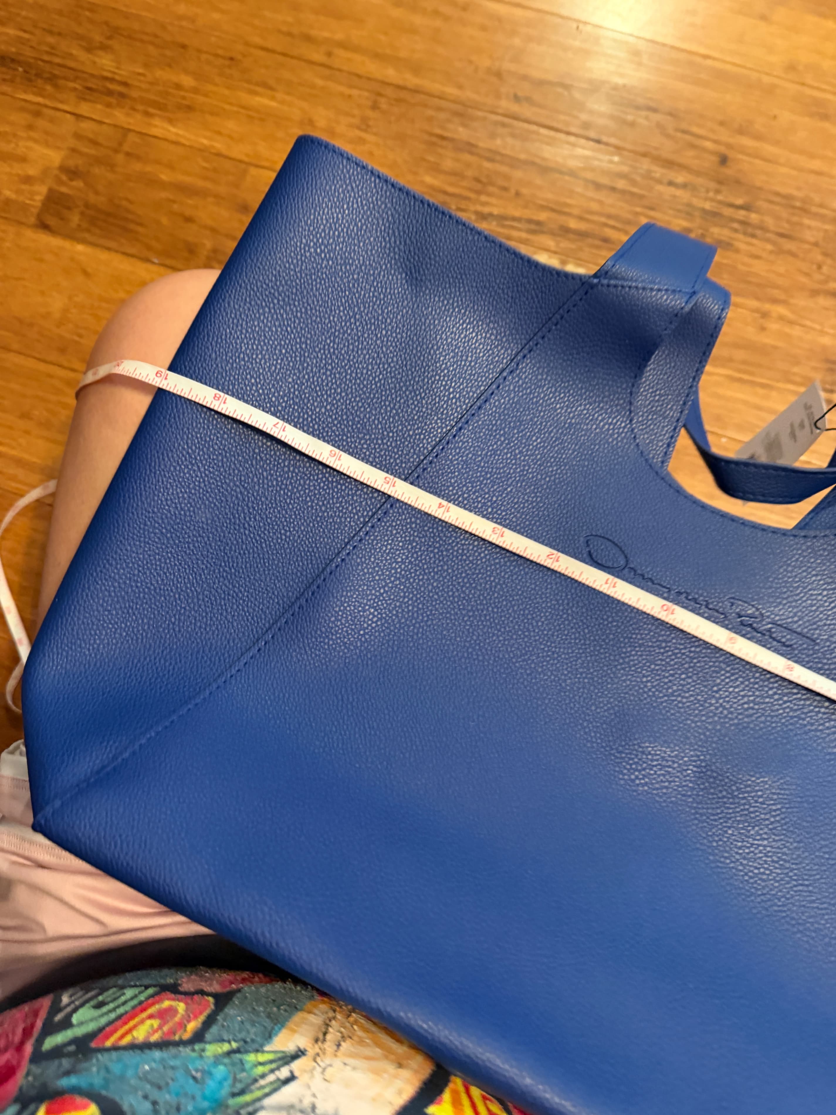 Oscar de la Renta Blue Pebbled Leather Tote Bag - Thumbnail 7