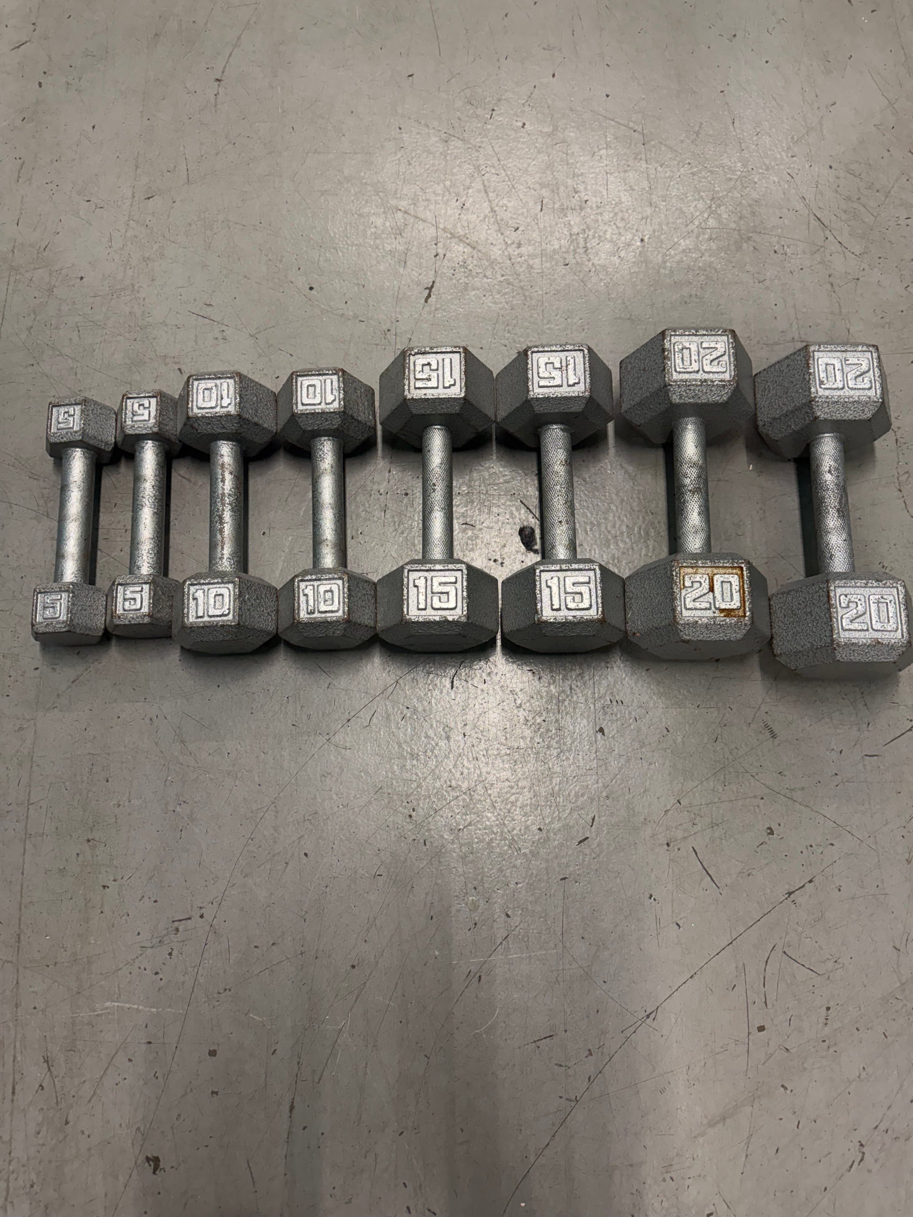 Hex Dumbbell Set 5-20 lb Cast Iron Weights