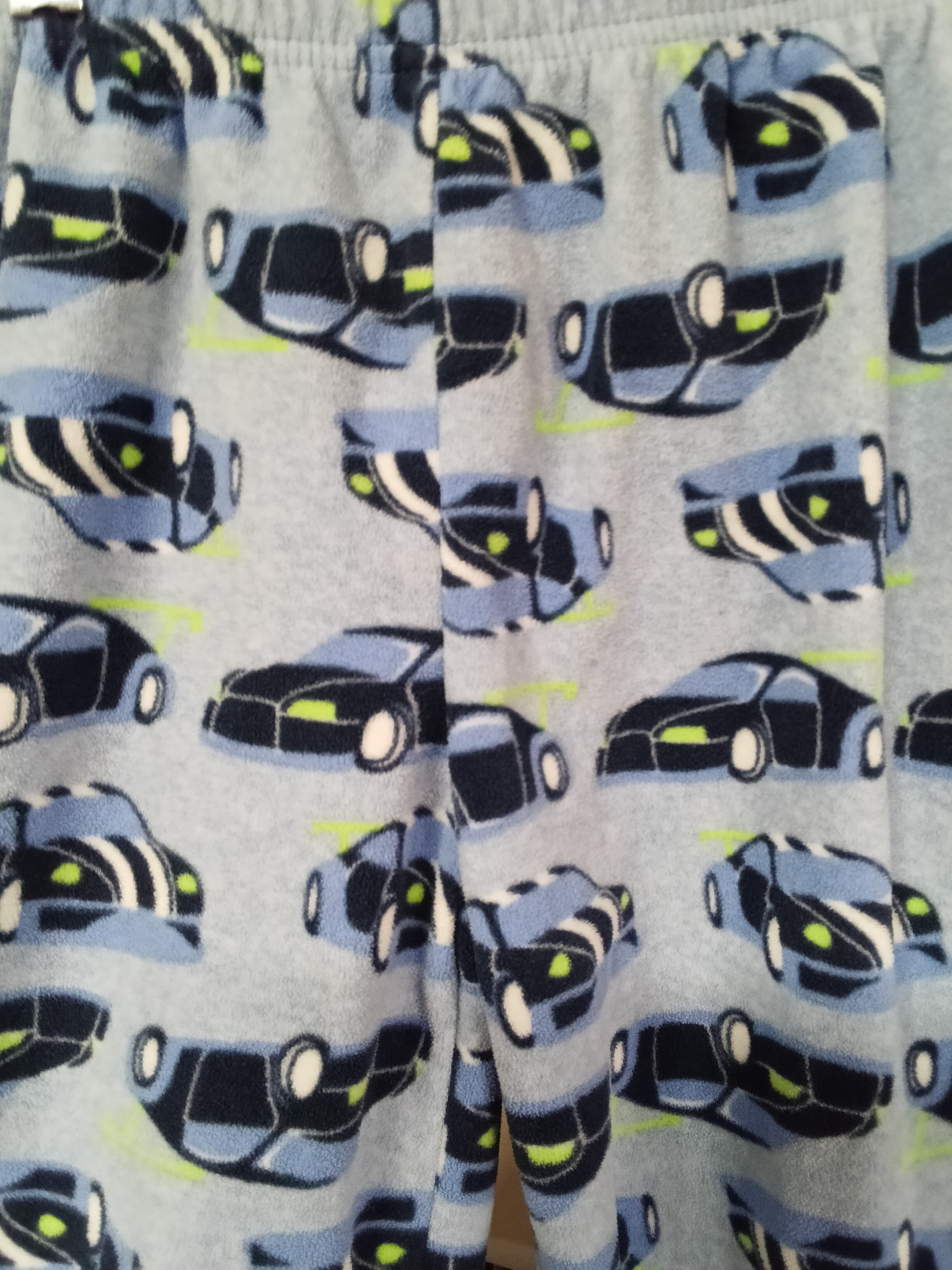 Kids' Car Print Pajama Pants - Blue, Elastic Waist - Thumbnail 2