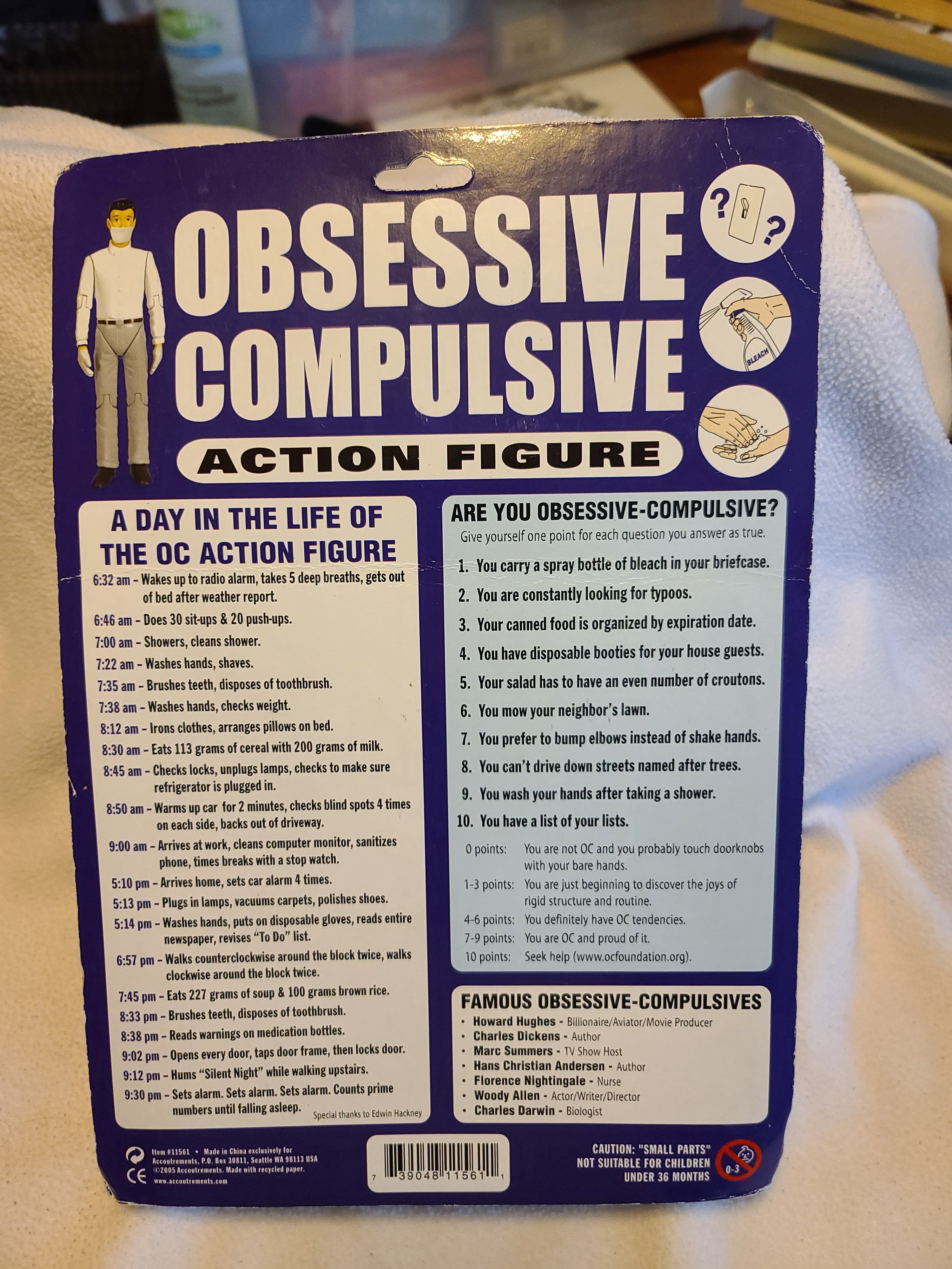 Vintage 2005 Accoutrements Obsessive Compulsive OCD Action Figure New Sealed - Thumbnail 2