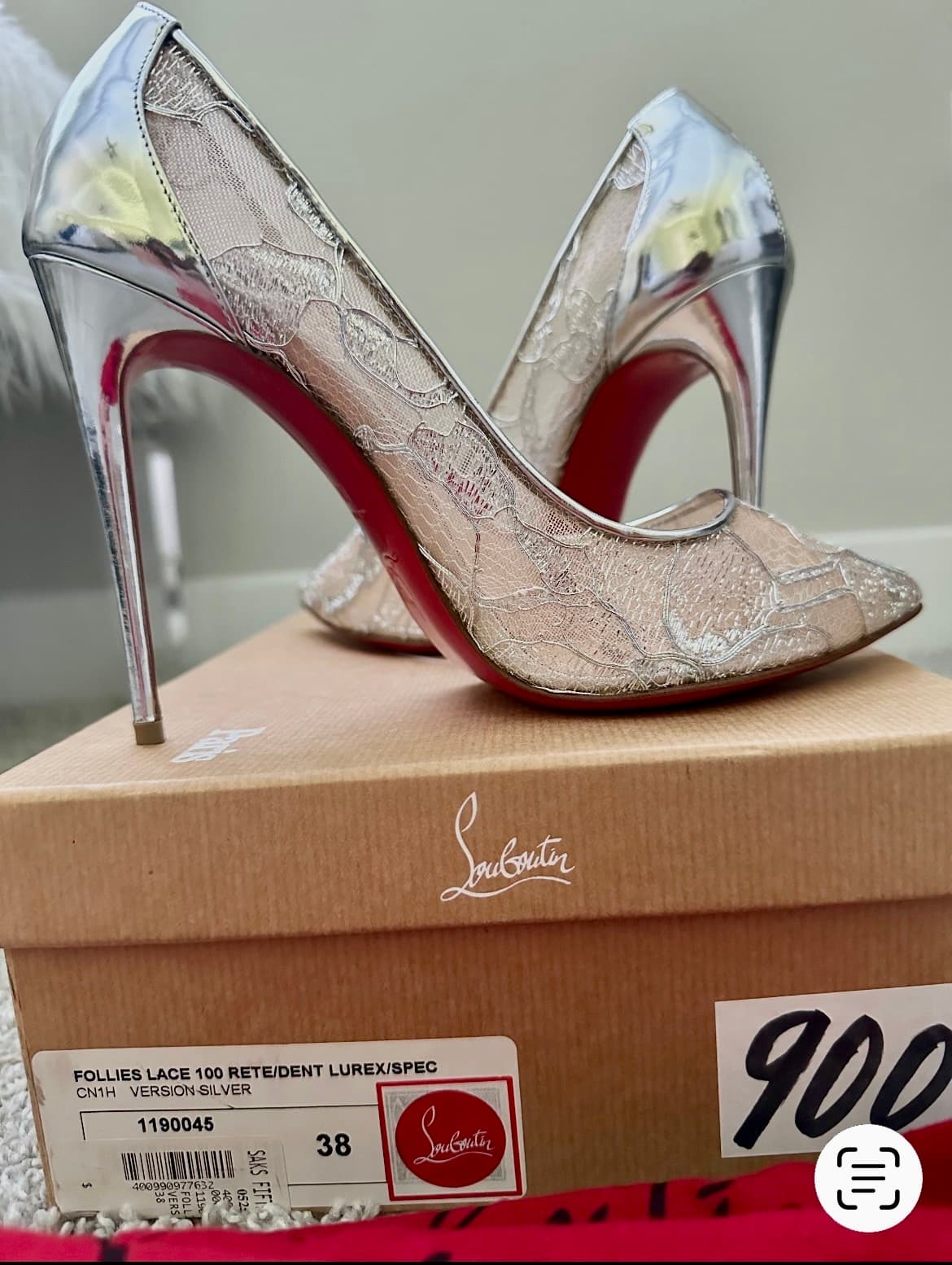 Christian Louboutin Pigalle Follies Lace Pumps Size 38