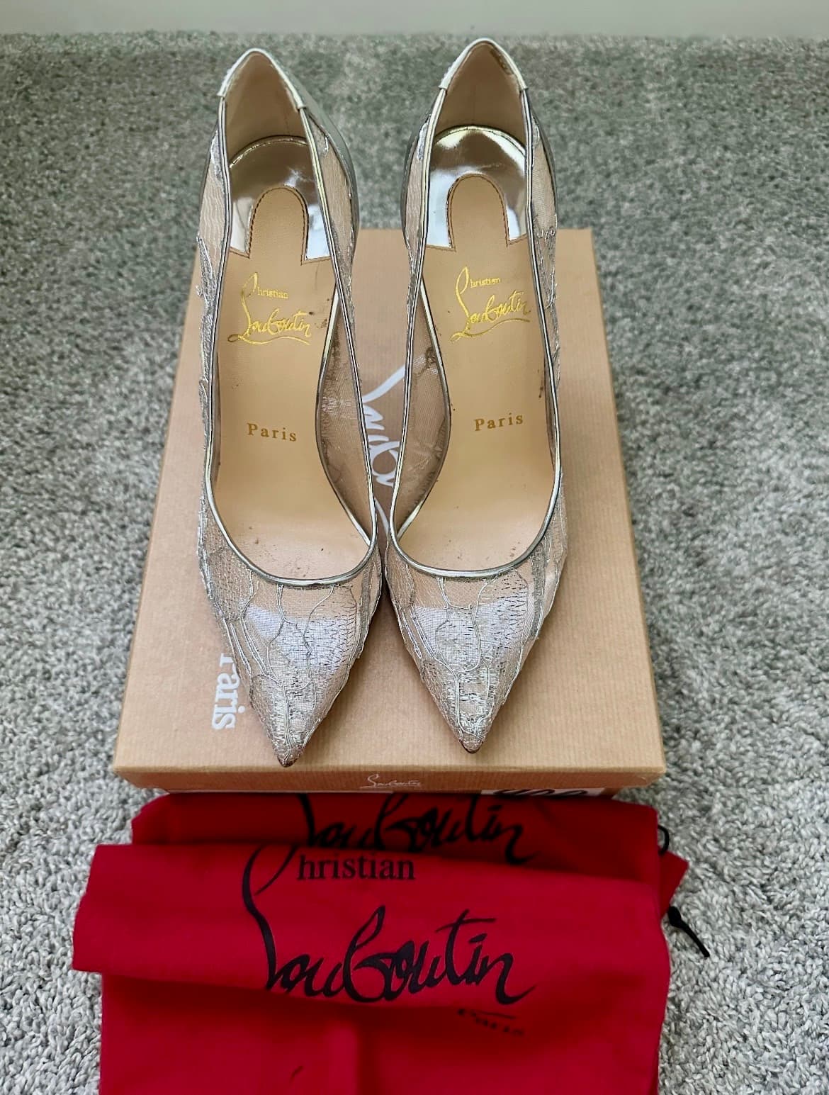 Christian Louboutin Pigalle Follies Lace Pumps Size 38 - Thumbnail 2