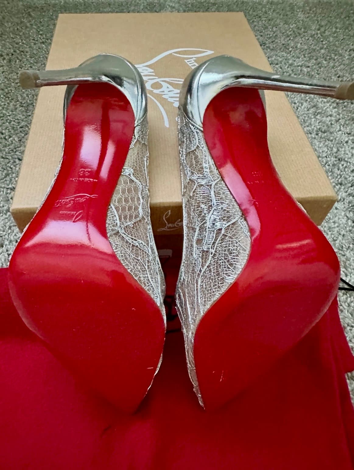 Christian Louboutin Pigalle Follies Lace Pumps Size 38 - Thumbnail 6