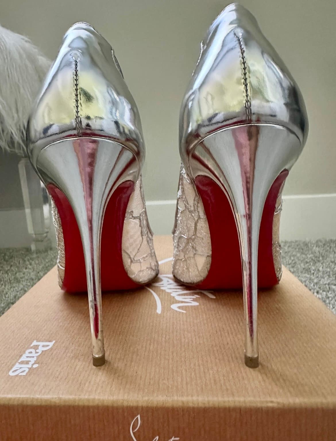 Christian Louboutin Pigalle Follies Lace Pumps Size 38 - Thumbnail 5