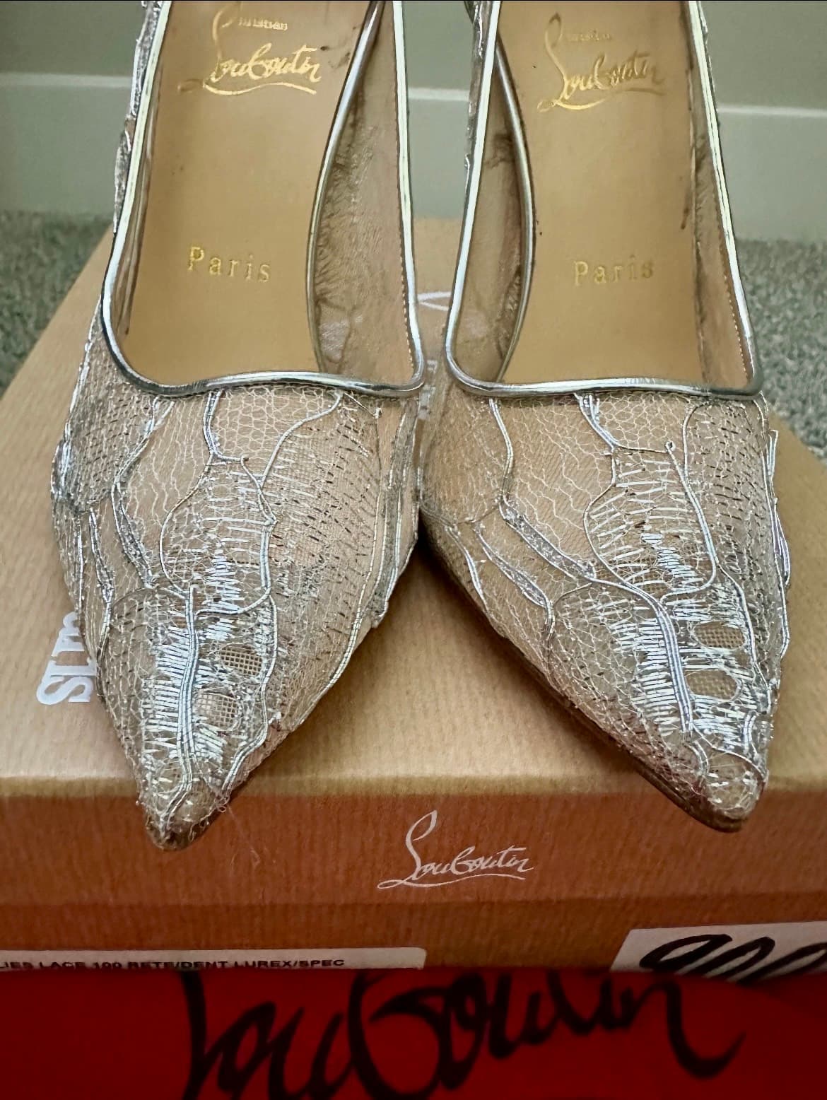 Christian Louboutin Pigalle Follies Lace Pumps Size 38 - Thumbnail 8