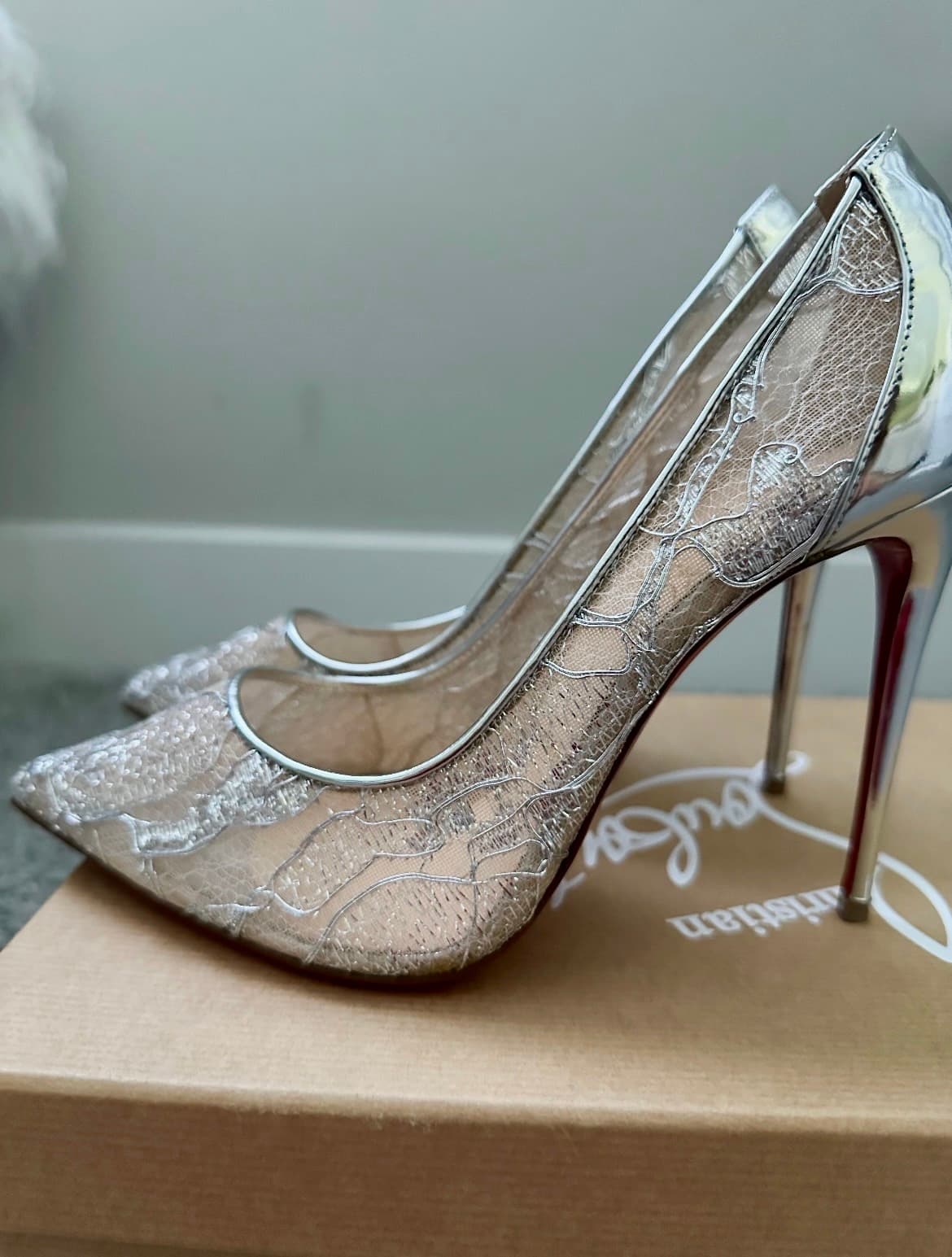 Christian Louboutin Pigalle Follies Lace Pumps Size 38 - Thumbnail 9