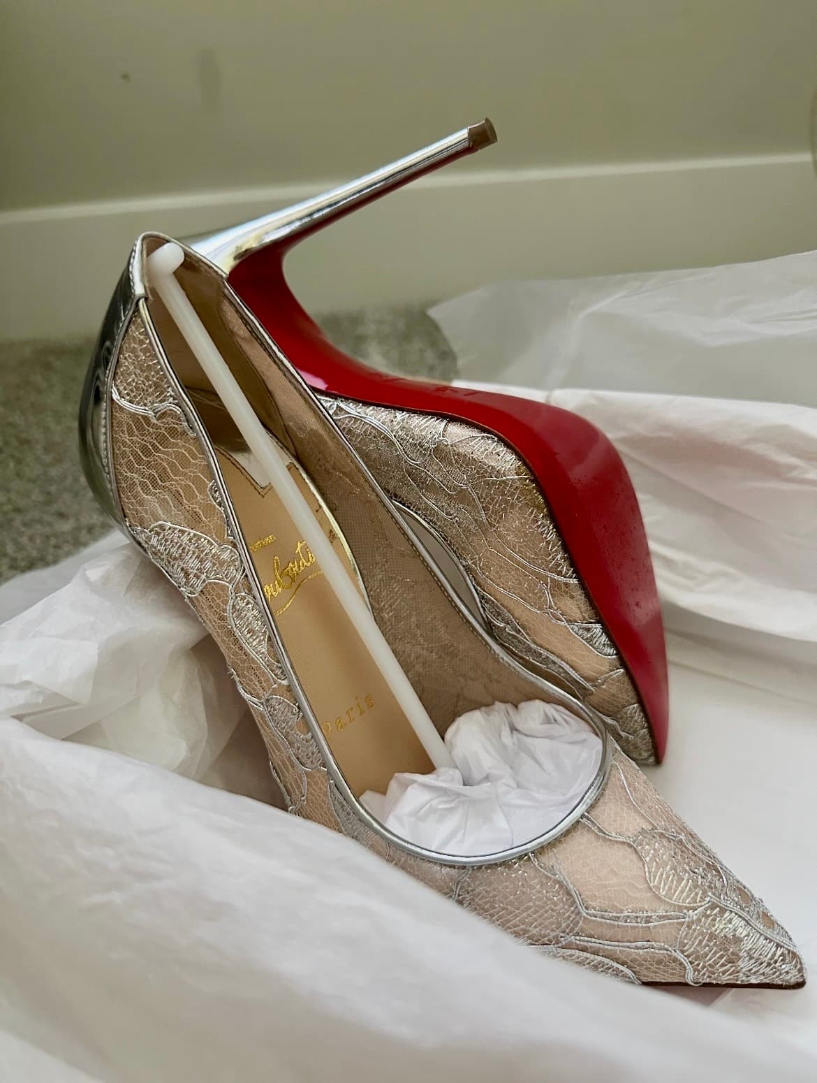 Christian Louboutin Pigalle Follies Lace Pumps Size 38 - Thumbnail 12