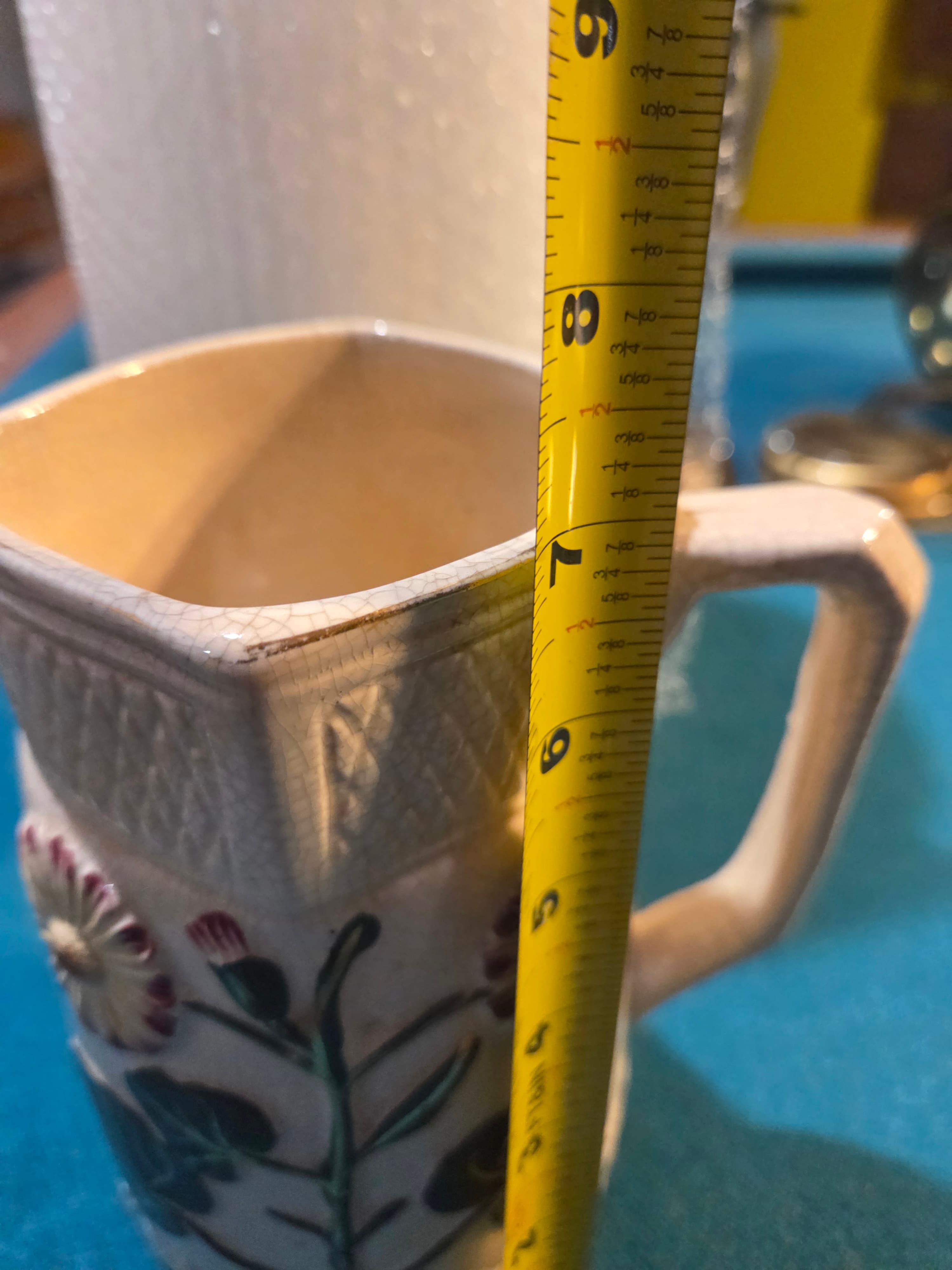 Antique Aesthetic Movement Raised Daisy Ironstone Pitcher Jug - Thumbnail 10