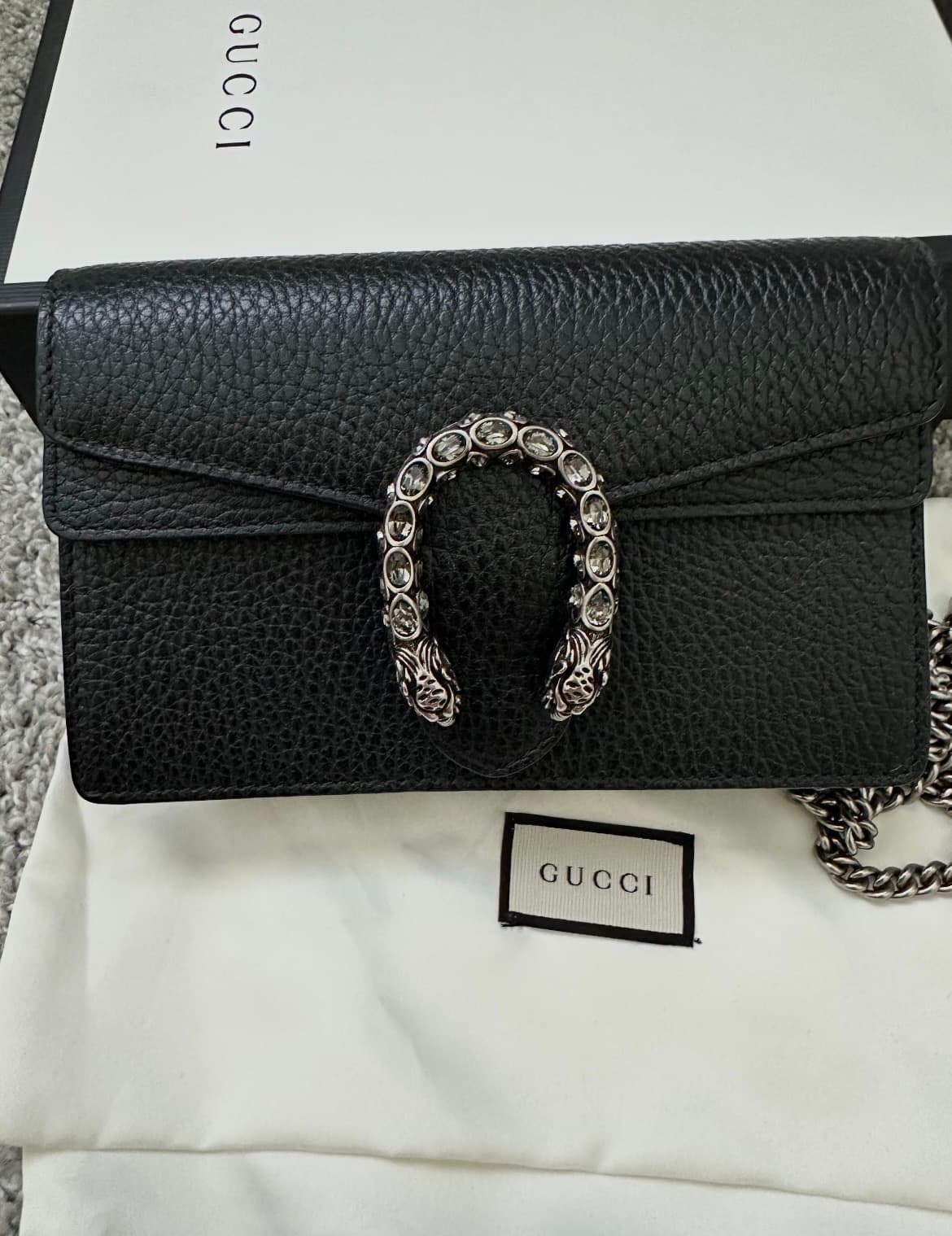 Gucci Dionysus Leather Super Mini Bag Black