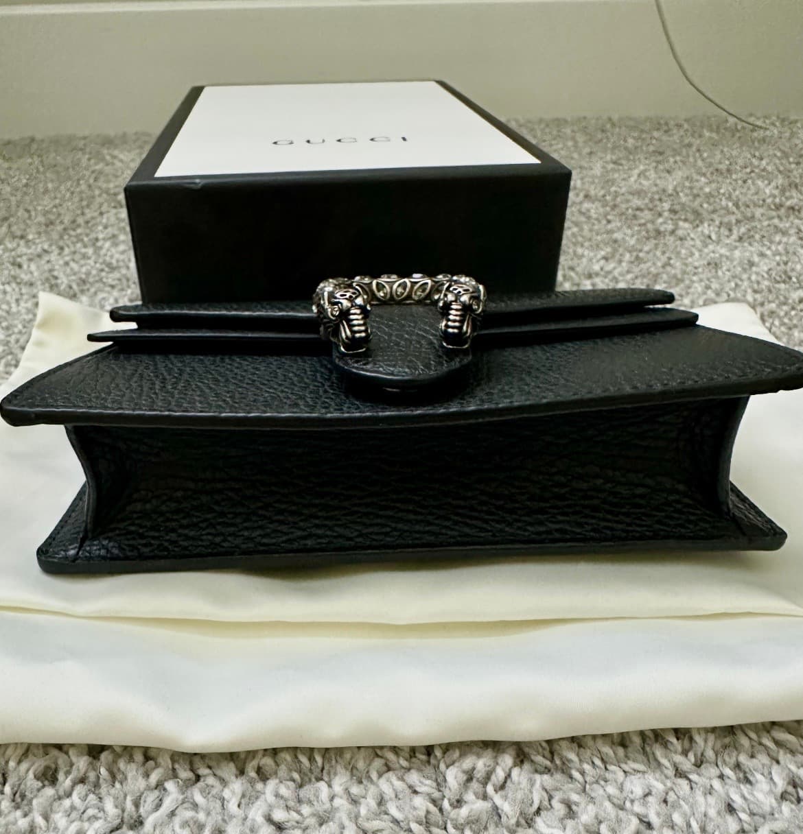 Gucci Dionysus Leather Super Mini Bag Black - Thumbnail 3