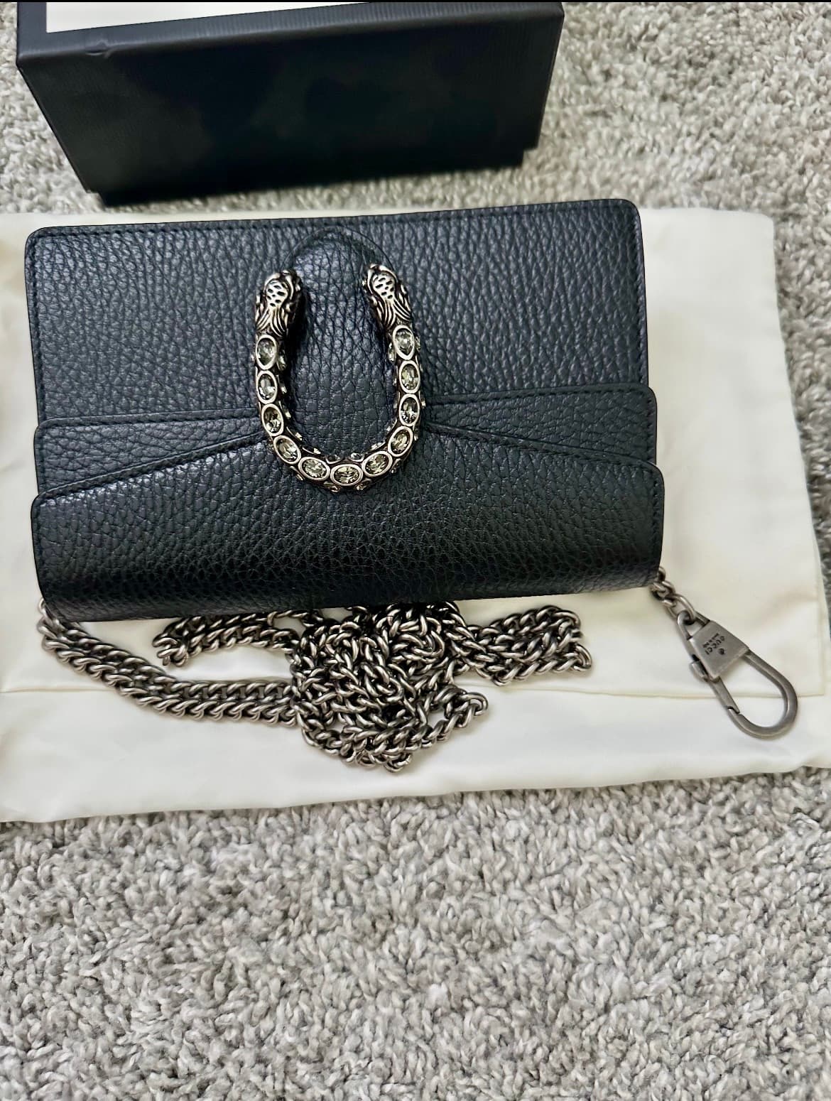 Gucci Dionysus Leather Super Mini Bag Black - Thumbnail 6