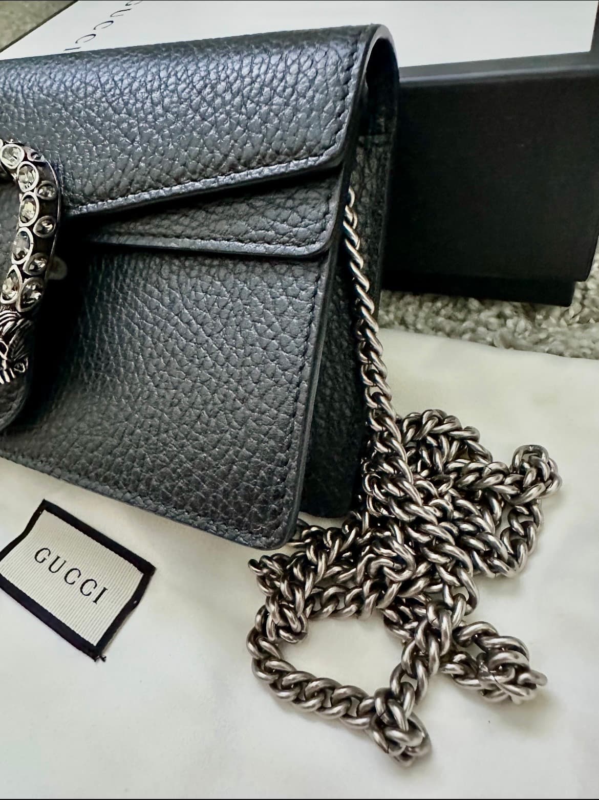 Gucci Dionysus Leather Super Mini Bag Black - Thumbnail 8
