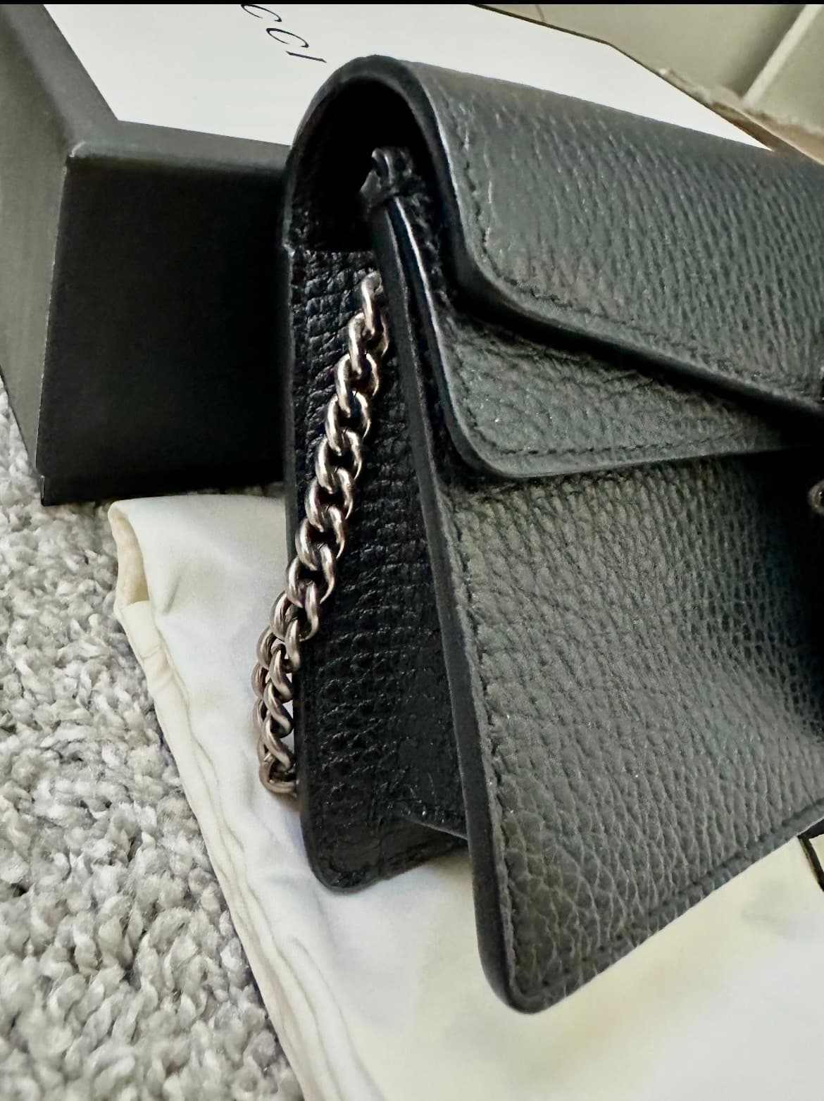 Gucci Dionysus Leather Super Mini Bag Black - Thumbnail 10